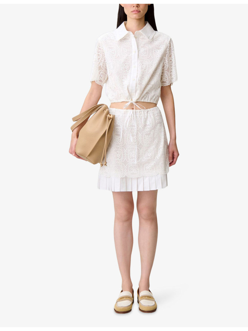 Claudie Pierlot Elasticated-Waist Lace Mini Skirt outlook