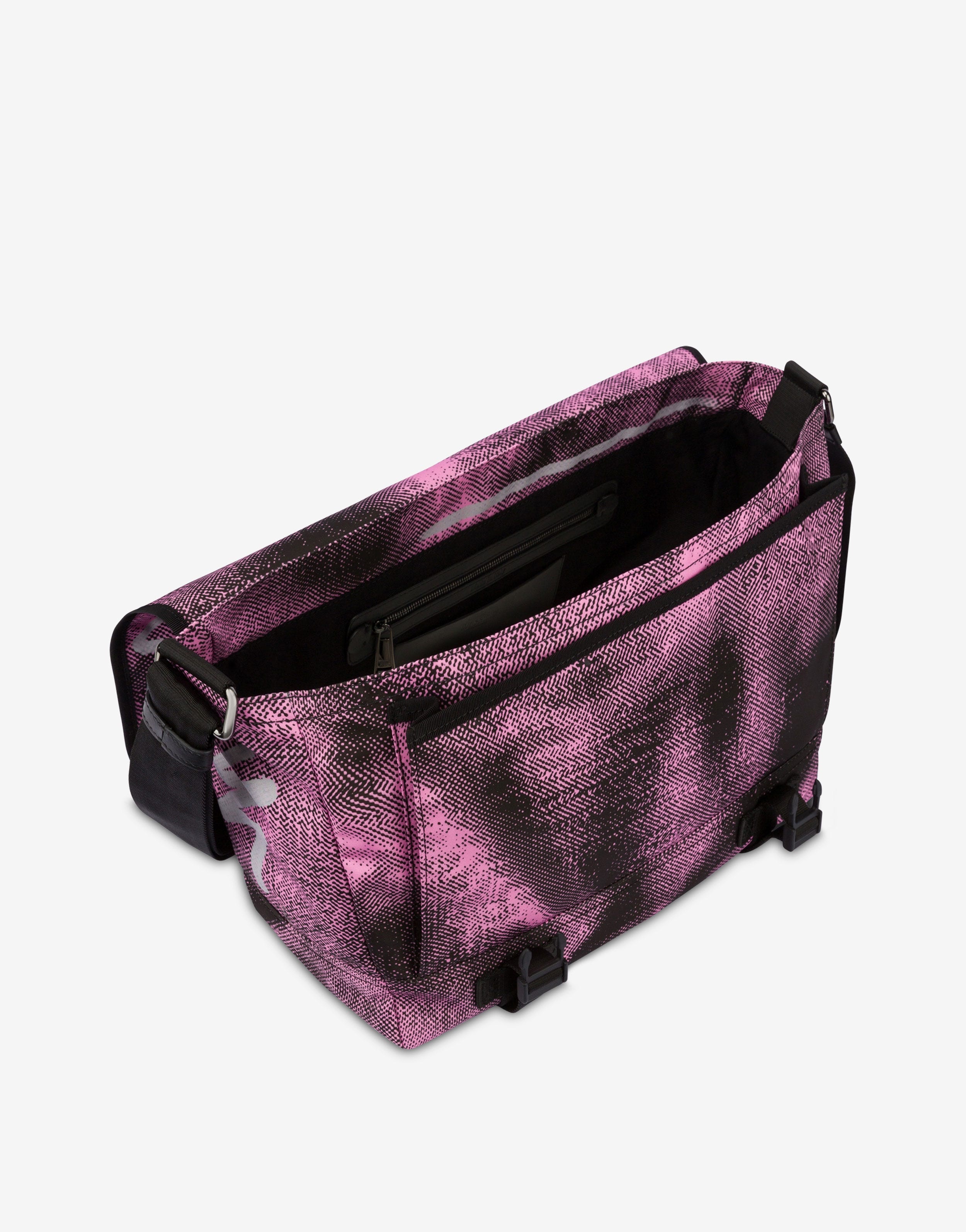 SHADOWS & SQUIGGLES LARGE NYLON MESSENGER BAG - 3