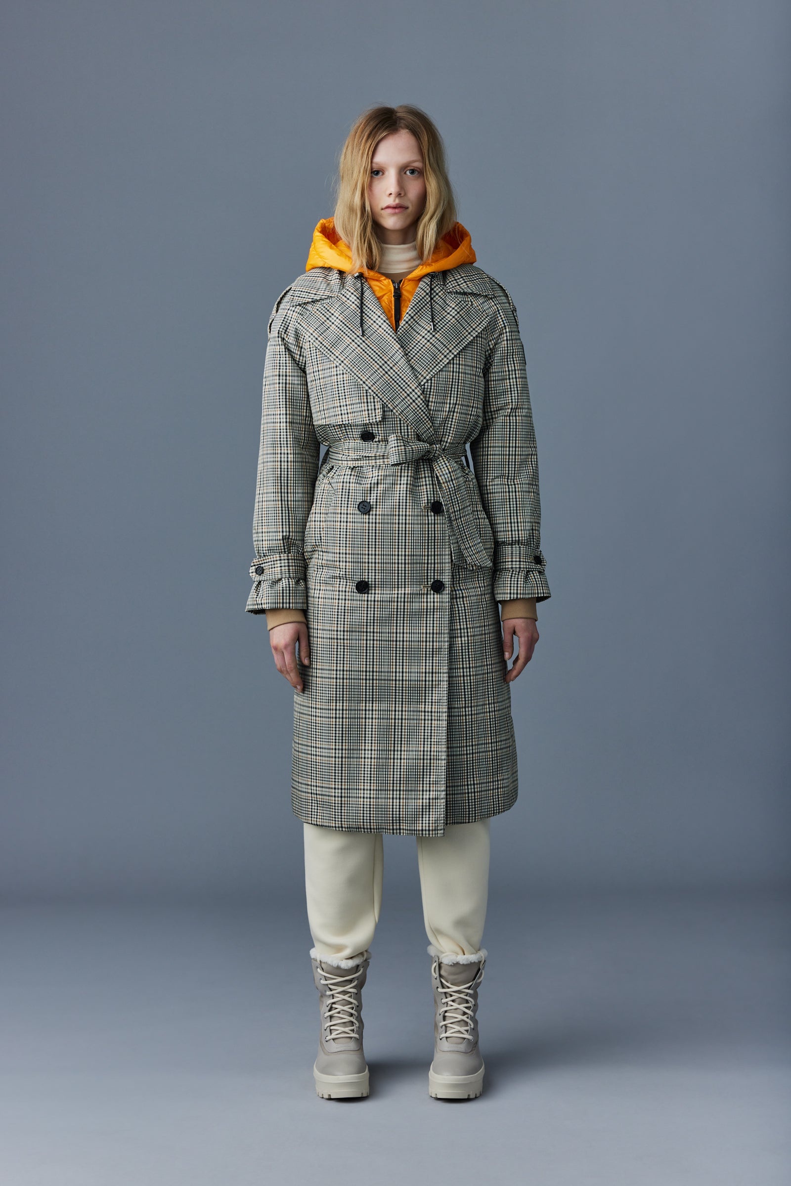 MACKAGE MAXINE 2-in-1 trench coat with hooded bib for ladies