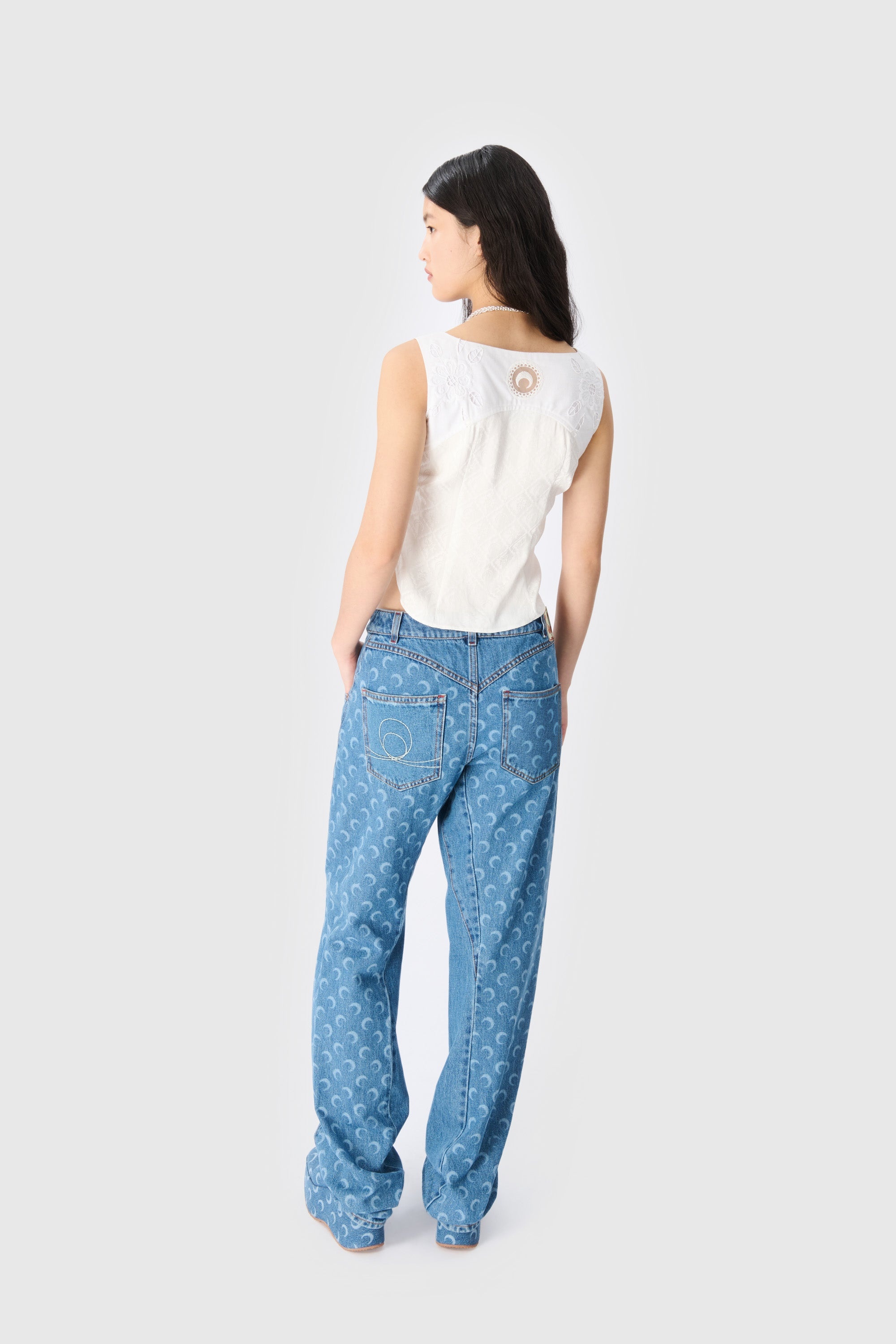 Moon Laser Denim Curved Jeans - 7
