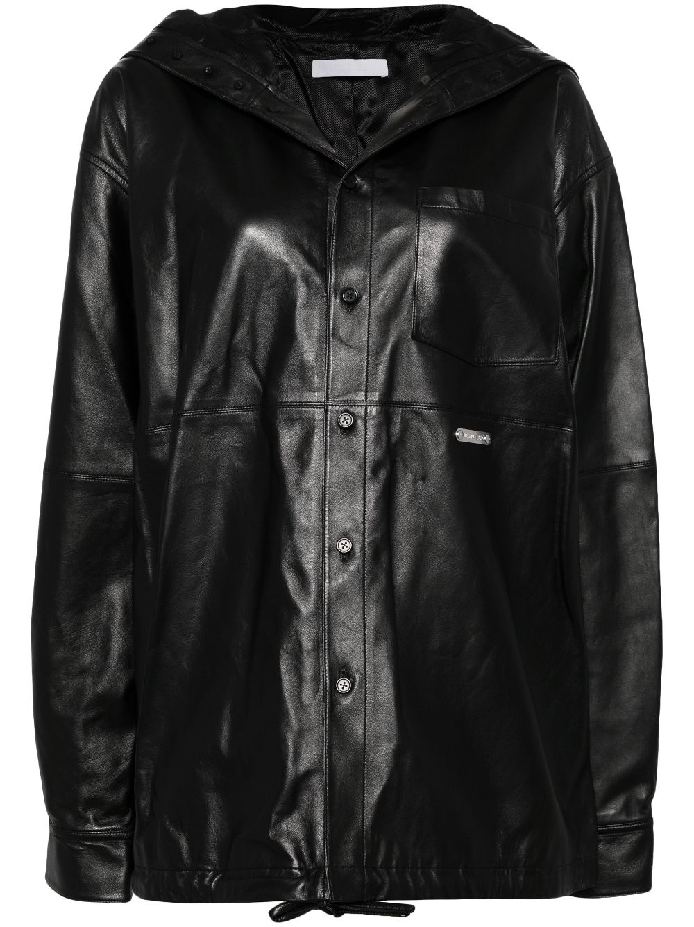 leather hoodie shirt - 1