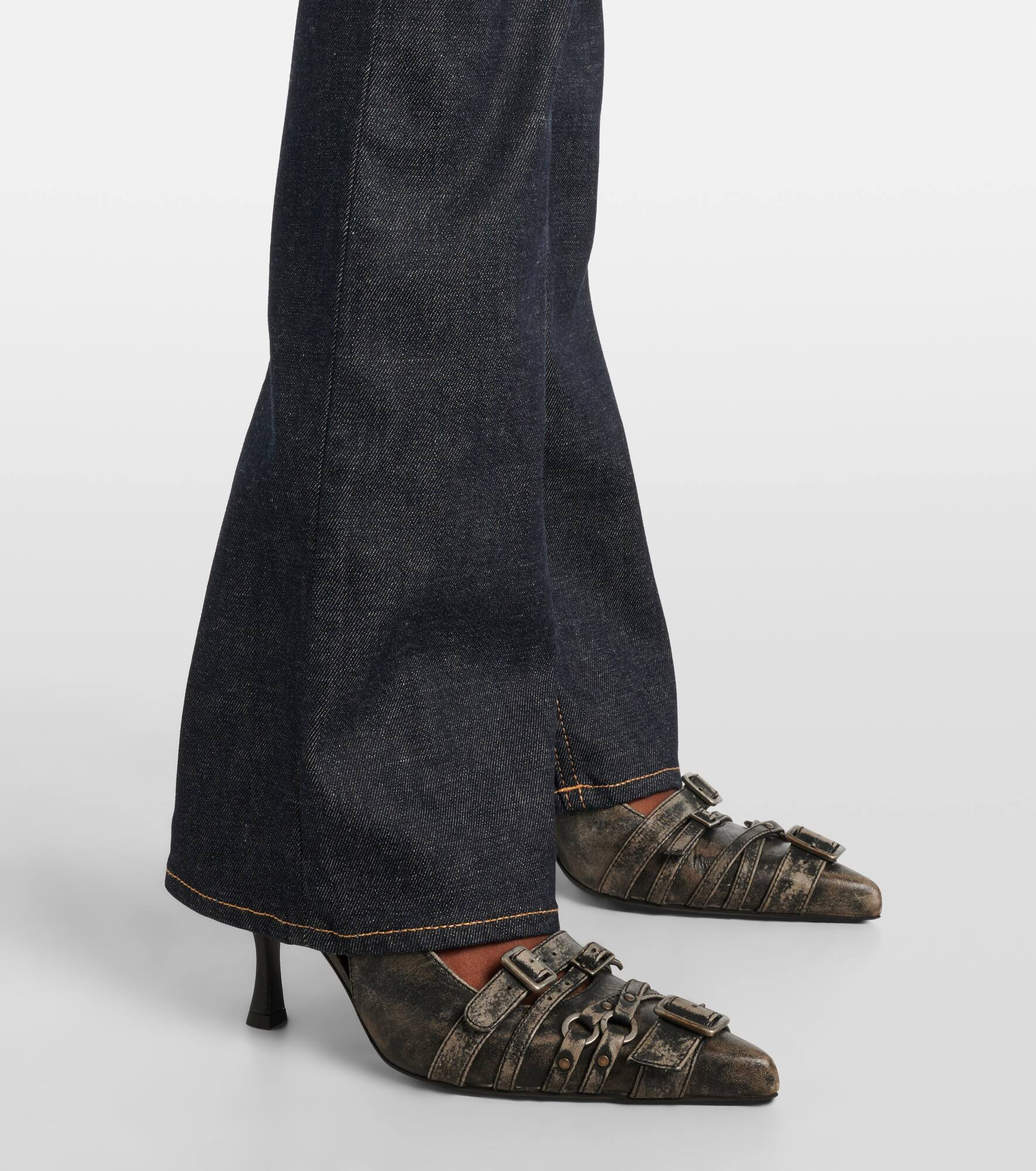 High-rise cotton-blend flared pants - 5