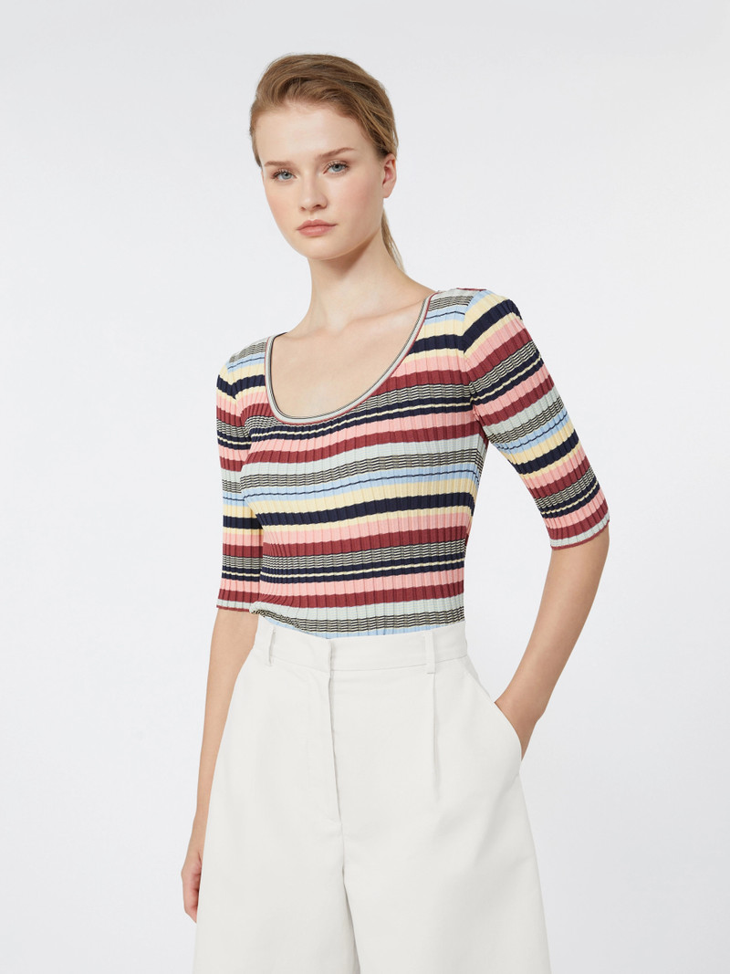 GUGLIA Stretch viscose yarn ribbed jumper - MULTICOLOUR 5