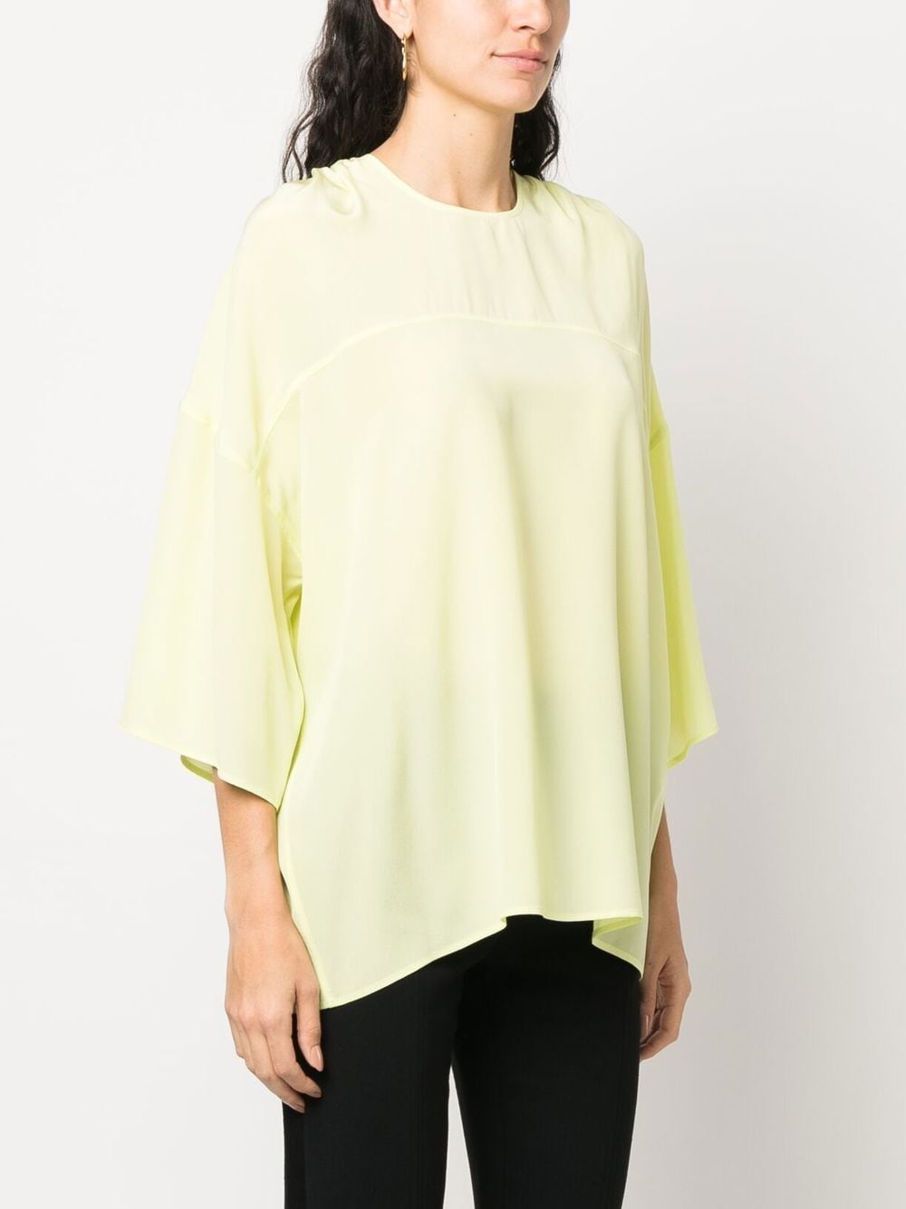 draped silk blouse - 3