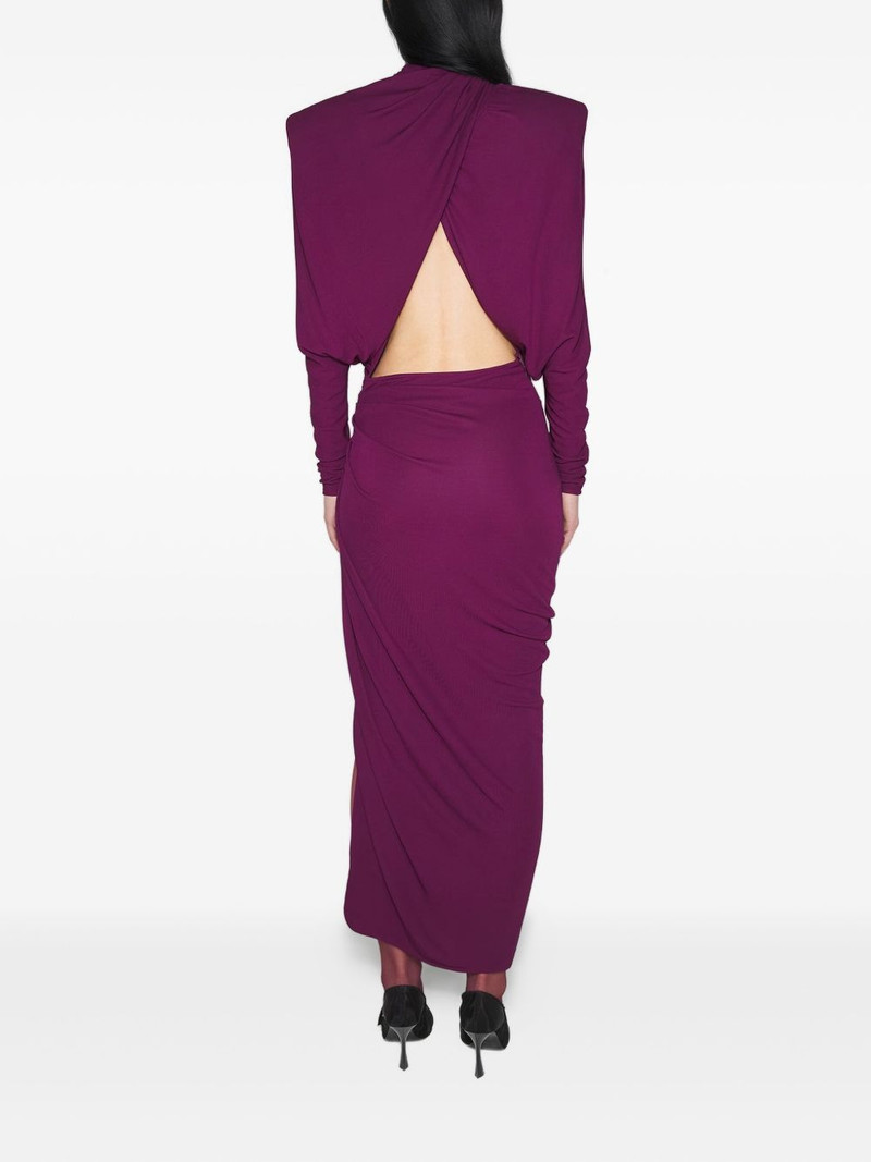 MUGLER draped padded-shoulder maxi dress outlook