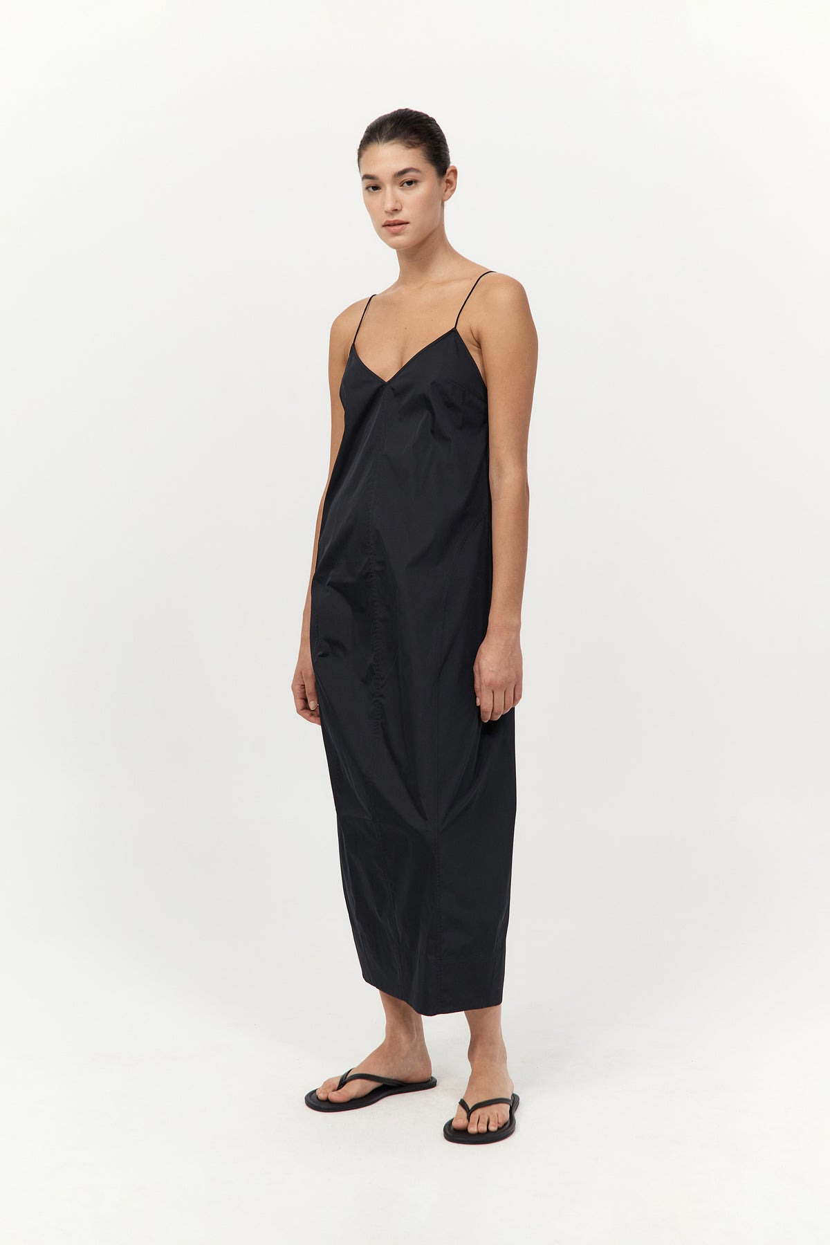 Paper Taffeta Cocoon Dress - Black - 3