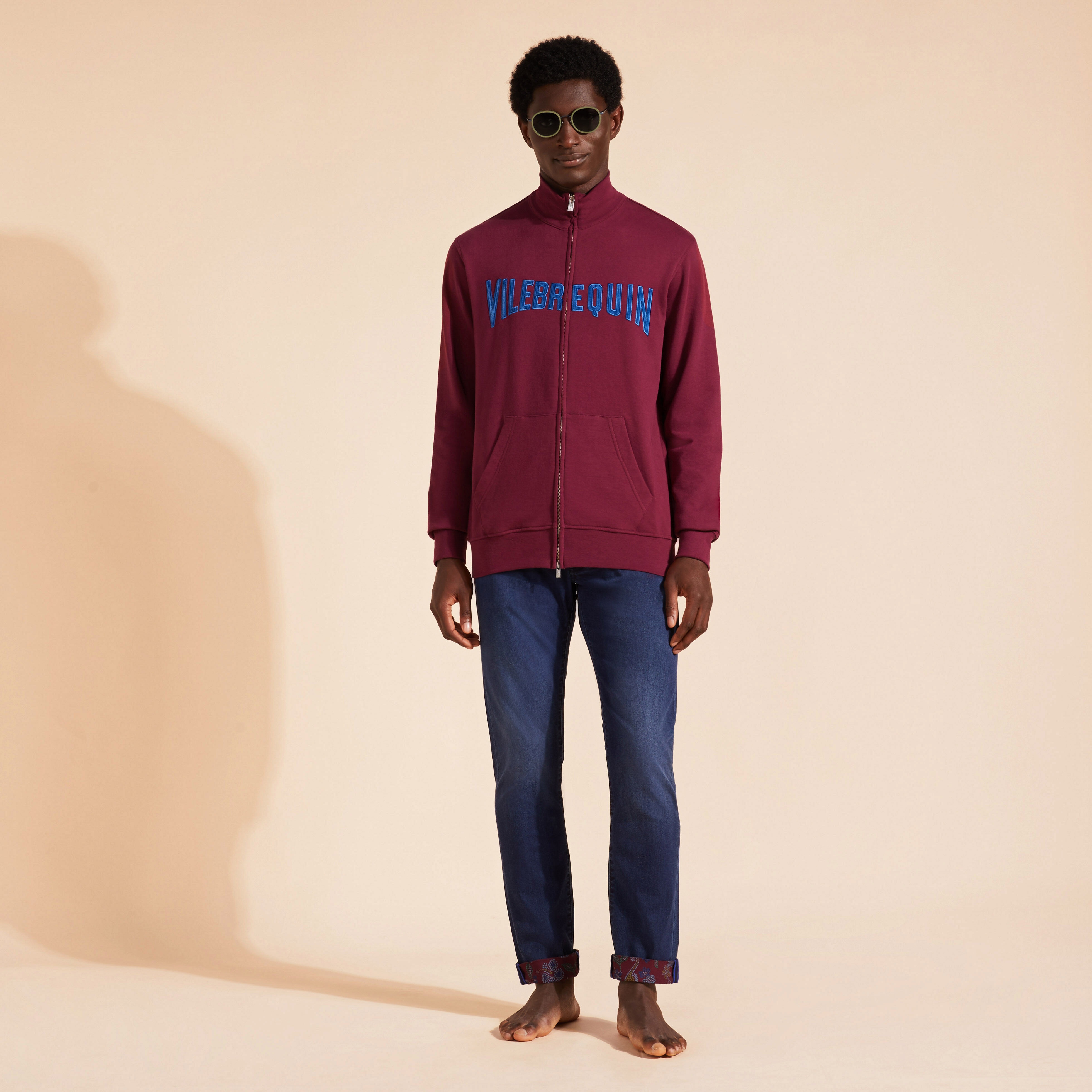 Men Front Zip Sweatshirt Embroidered Logo Velvet Starlettes - 5