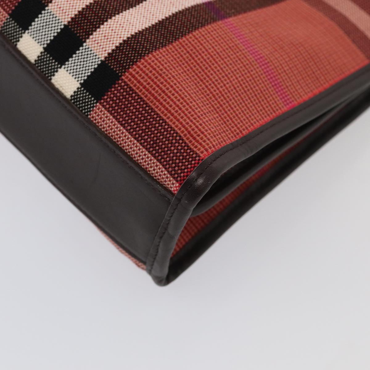 Burberry Nova Check Hand Bag Canvas Red - 10