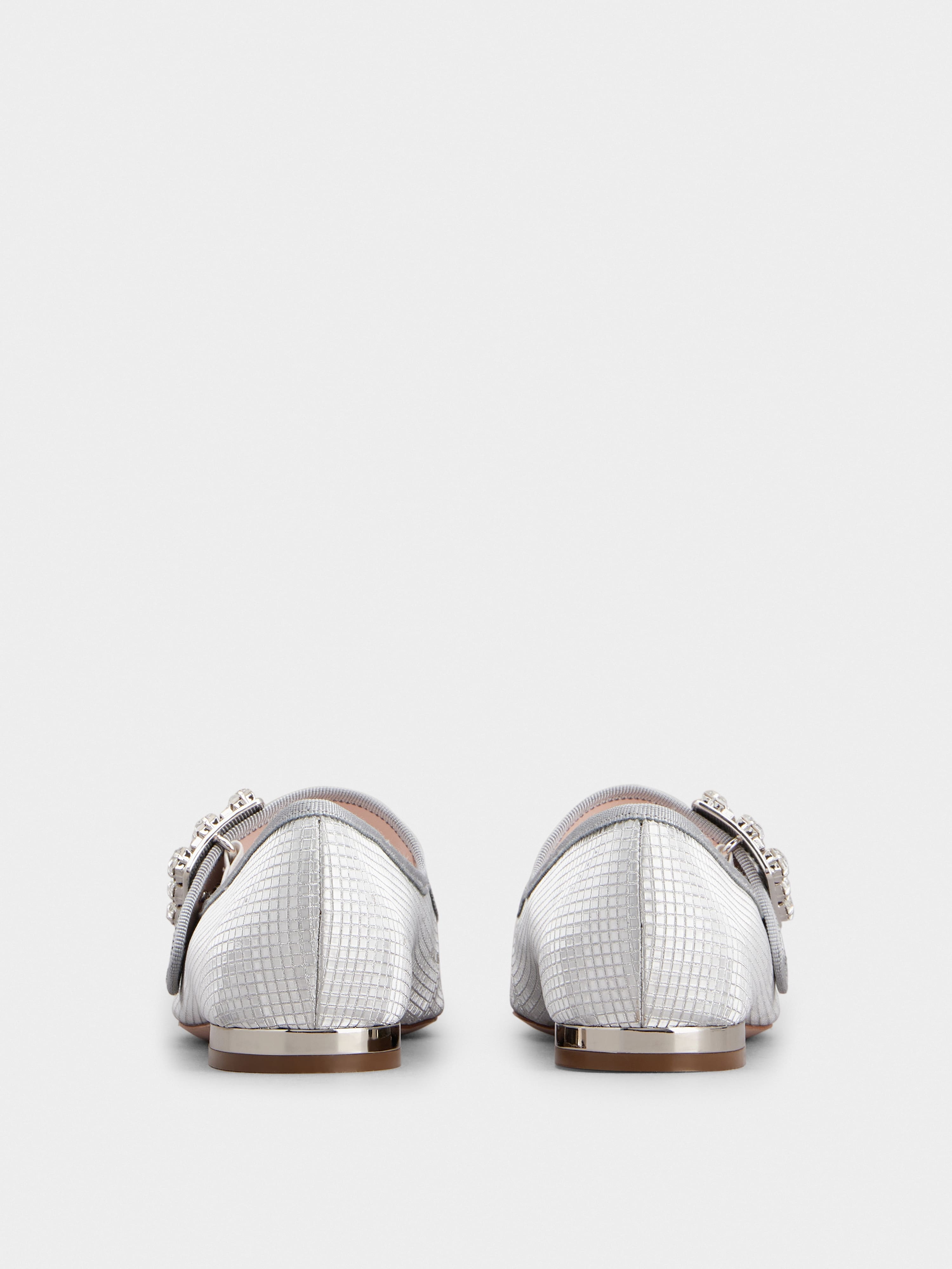 Trés Vivier Strass Buckle Babies Ballerinas in Fabric - 5