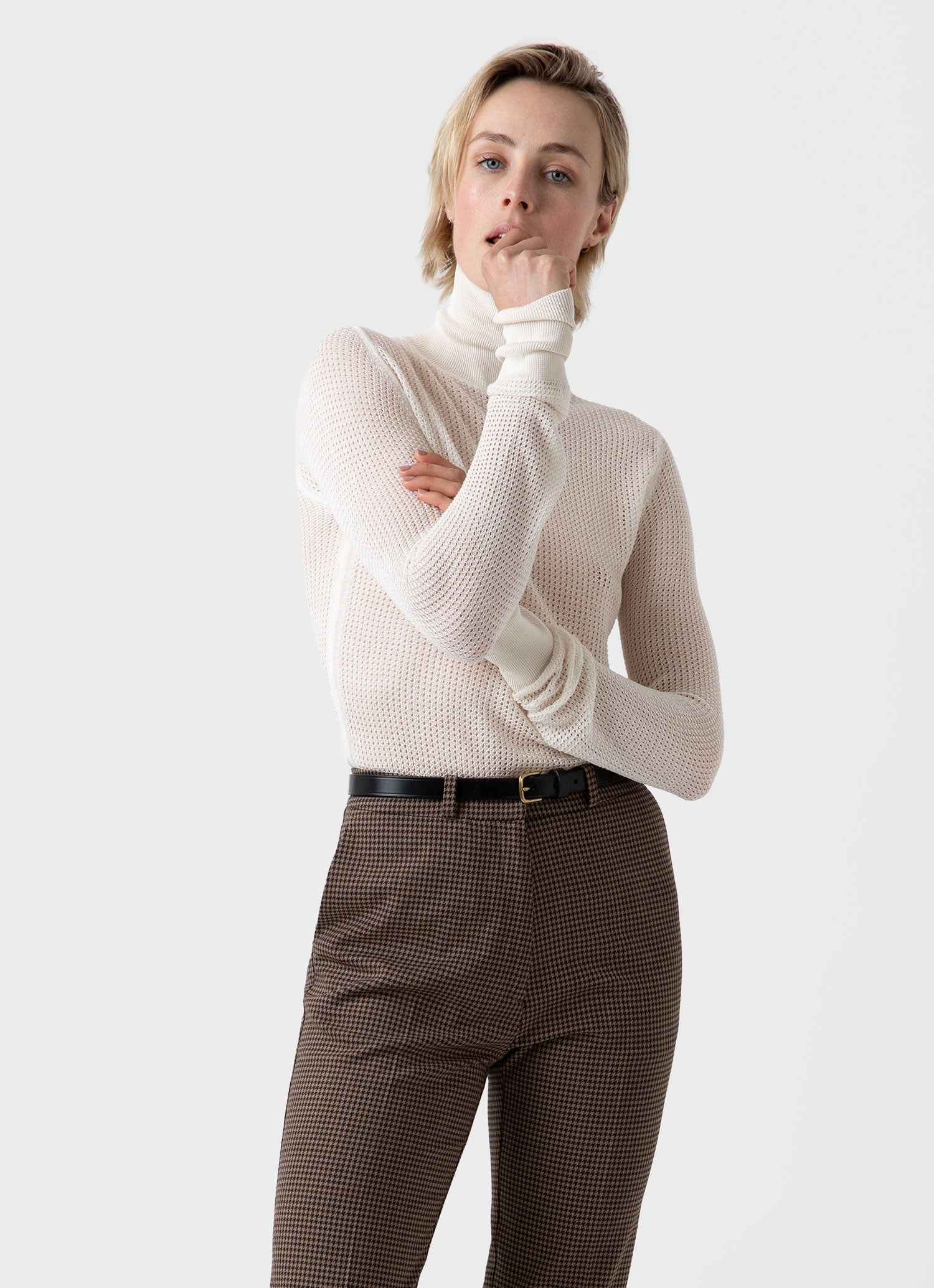 Edie Campbell Open Knit Silk Funnel - 3