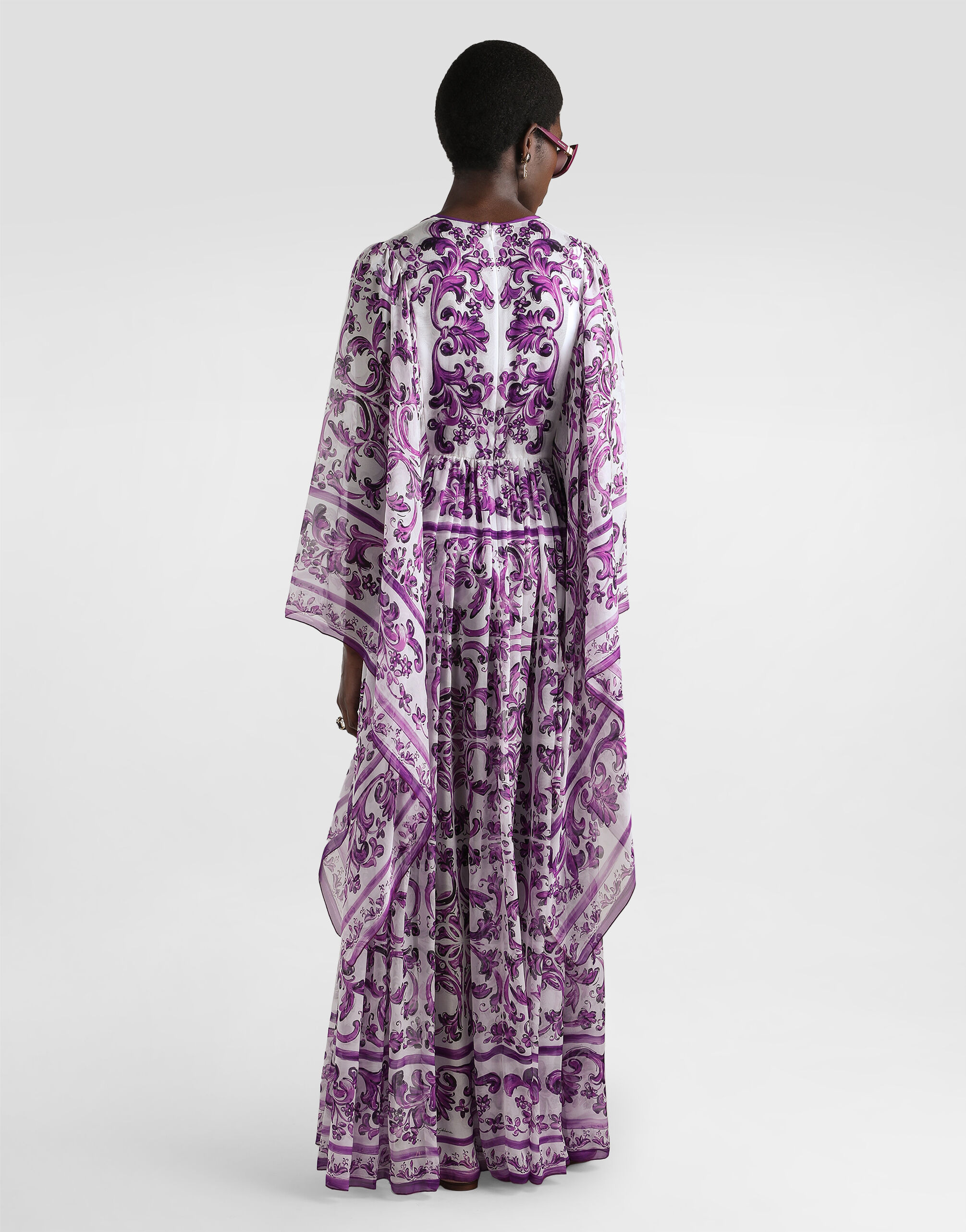 Majolica-print chiffon dress - 3