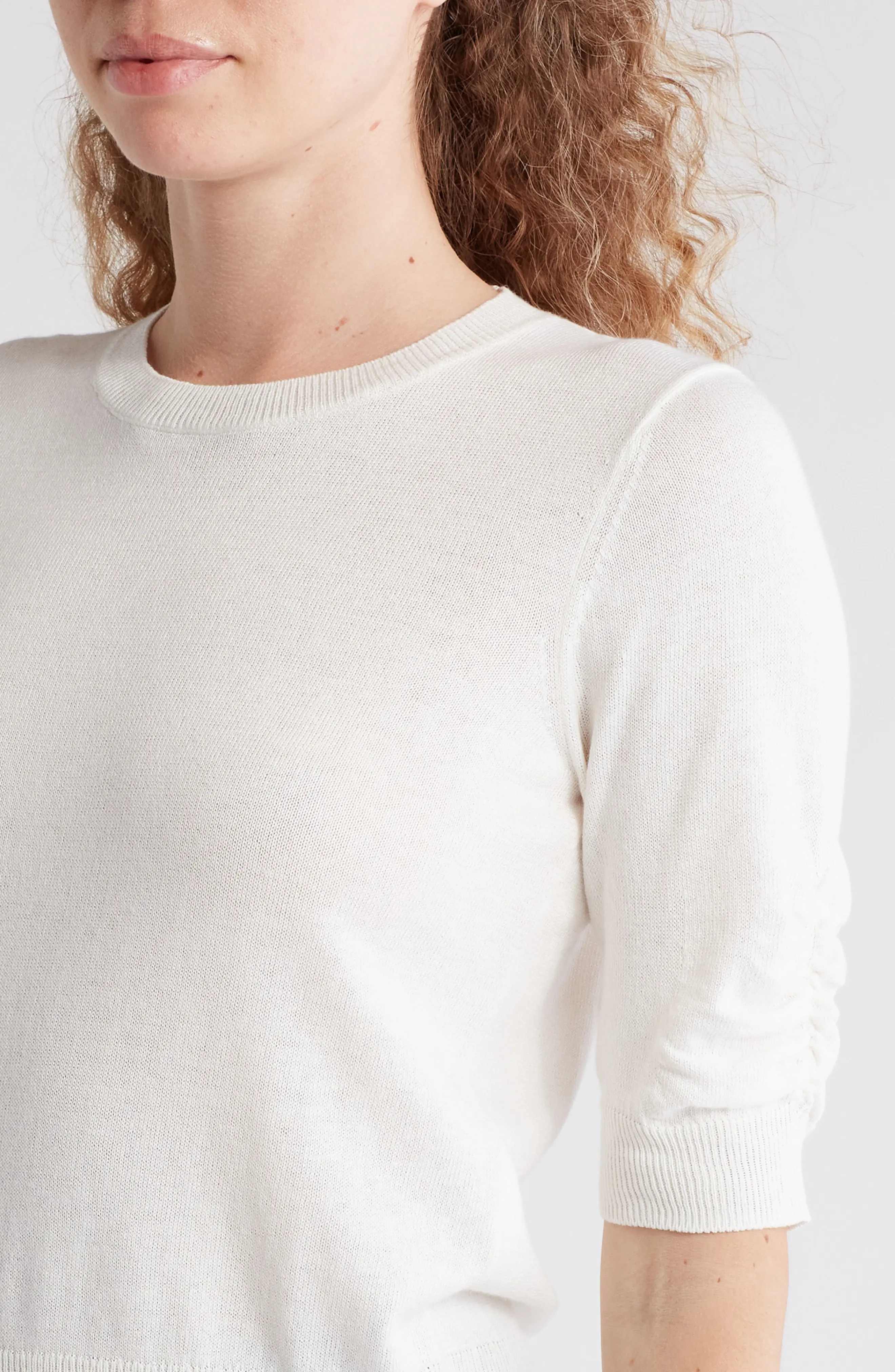 Gathered Short Sleeve Sweater - 4