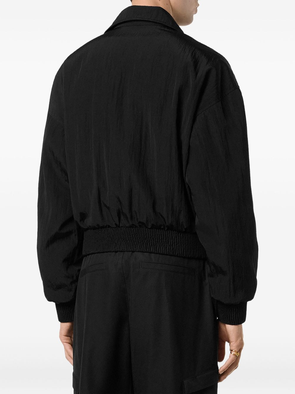 logo-embroidered ribbed-cuff bomber jacket - 4
