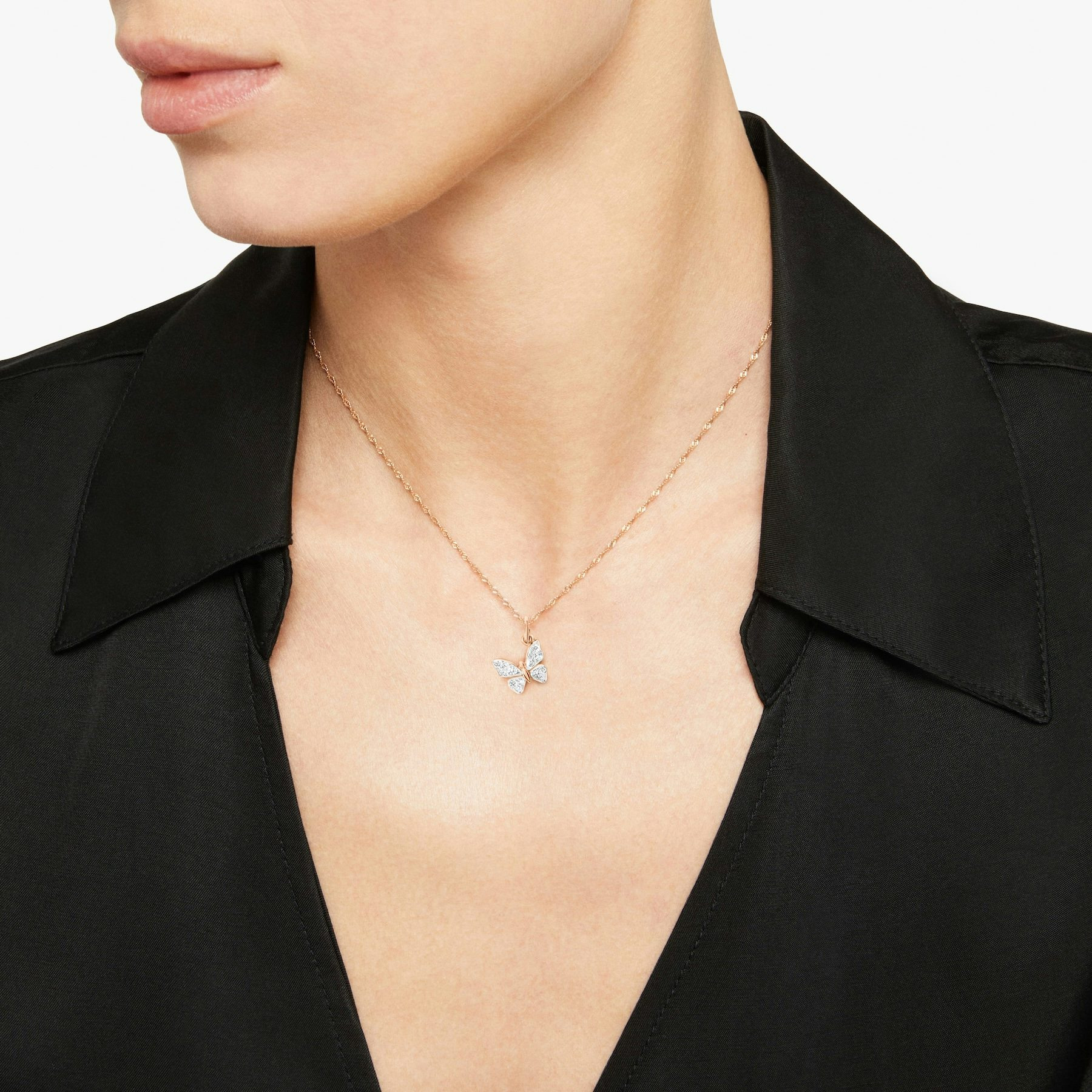 ROSE GOLD & WHITE DIAMOND BUTTERFLY CHARM - 2
