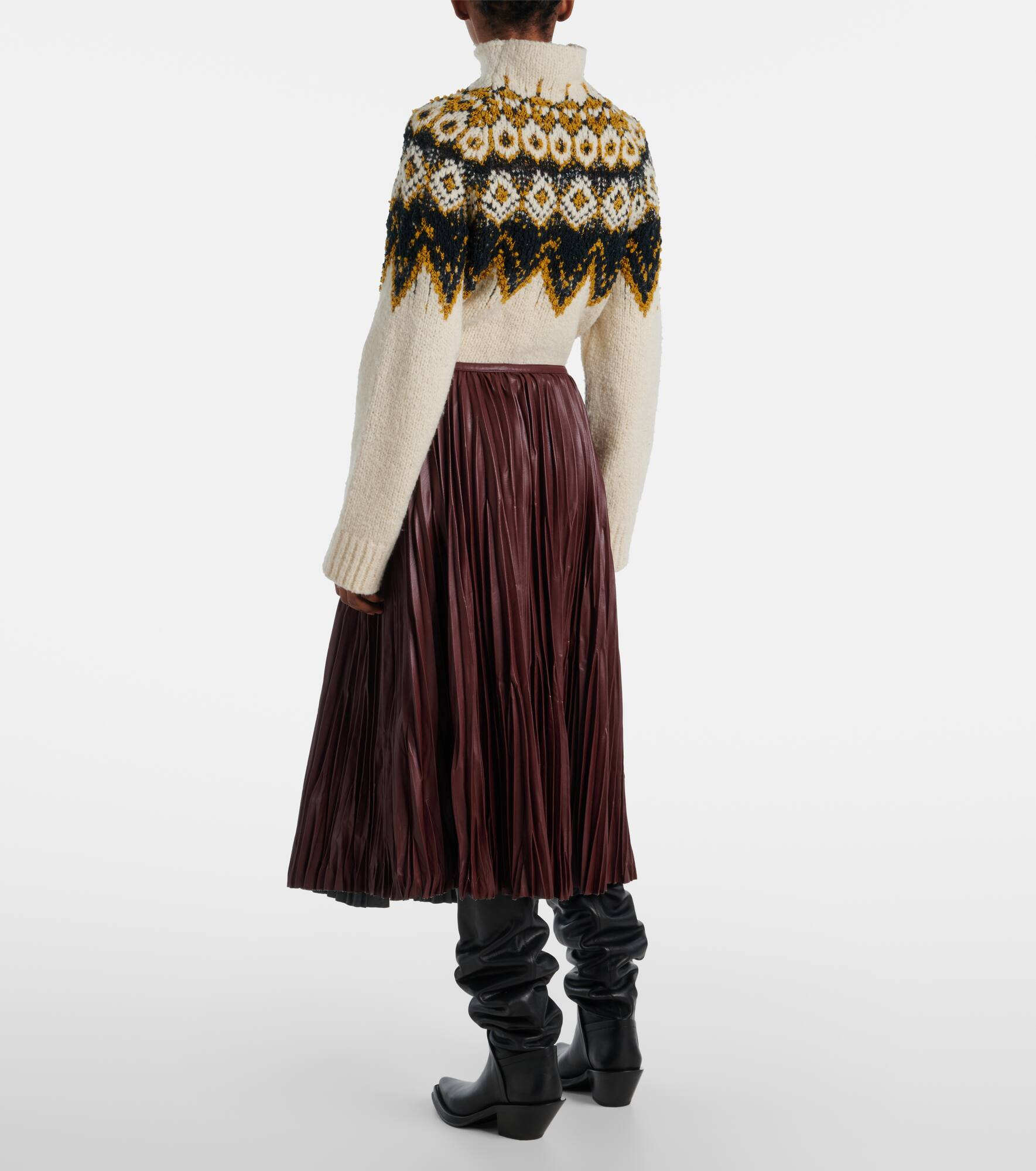 Rosalyn plissé faux leather midi skirt - 3