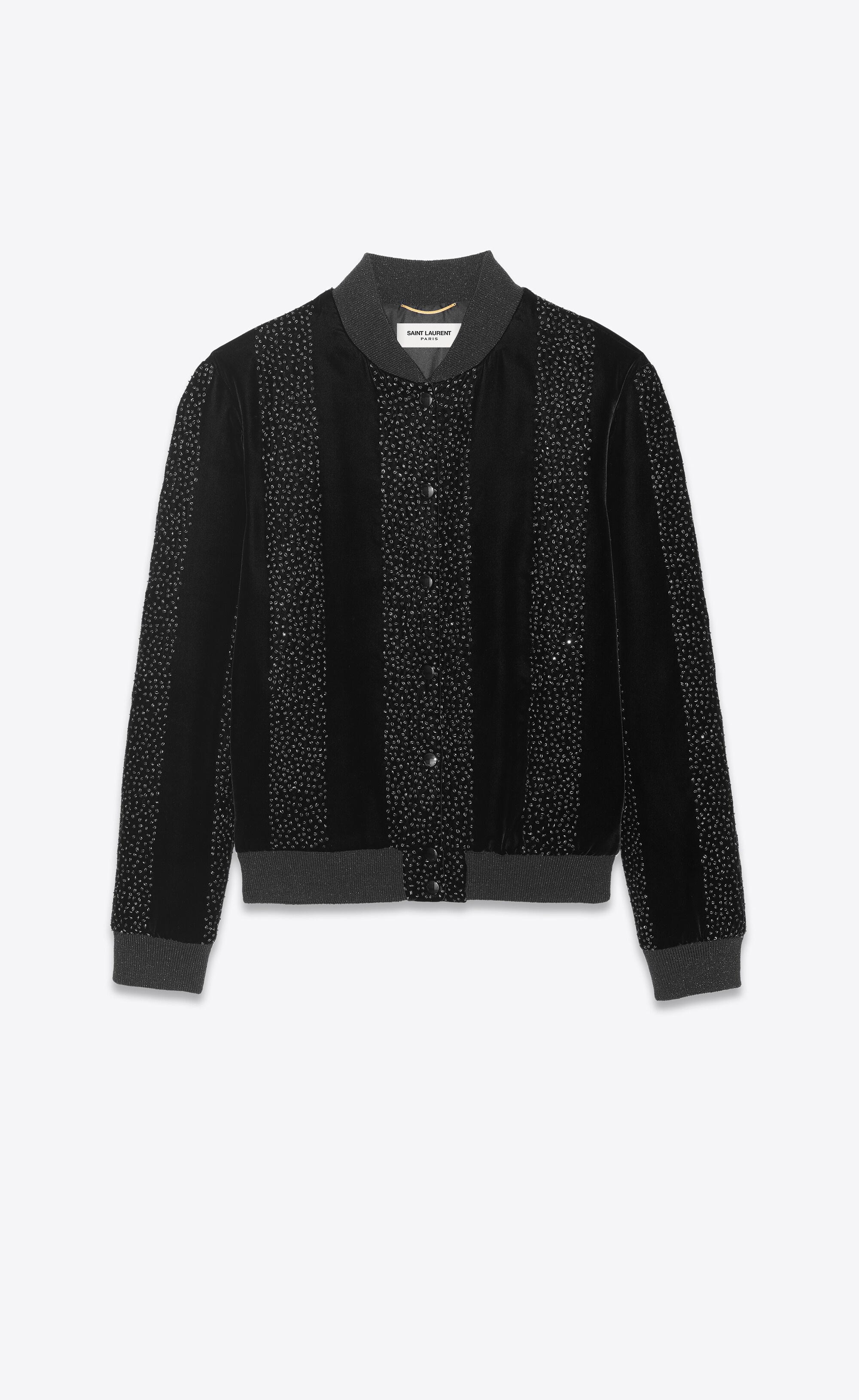 saint laurent teddy jacket in embroidered velvet - 1