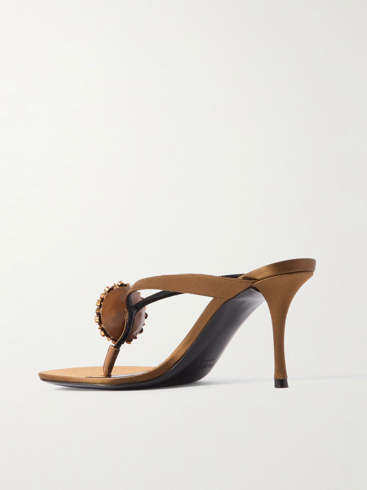 Otero crystal-embellished satin mules Brown - 3