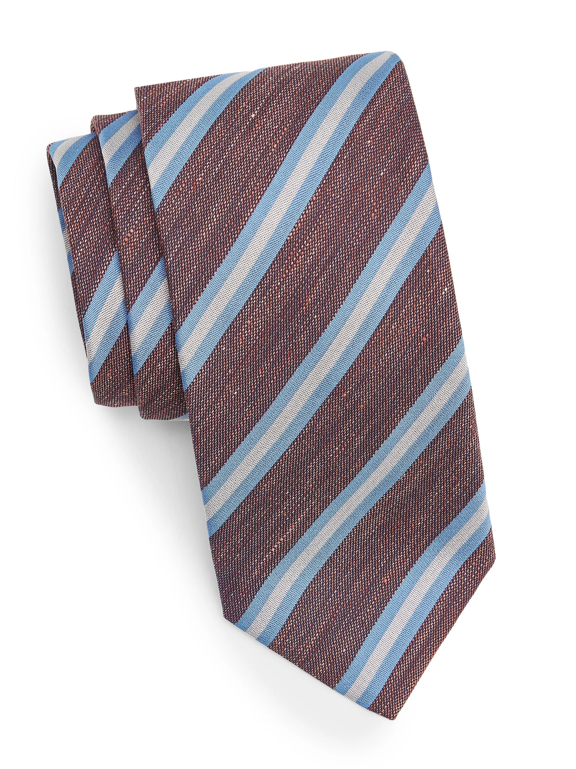 Men's Striped Woven Silk Tie - Blue - 1