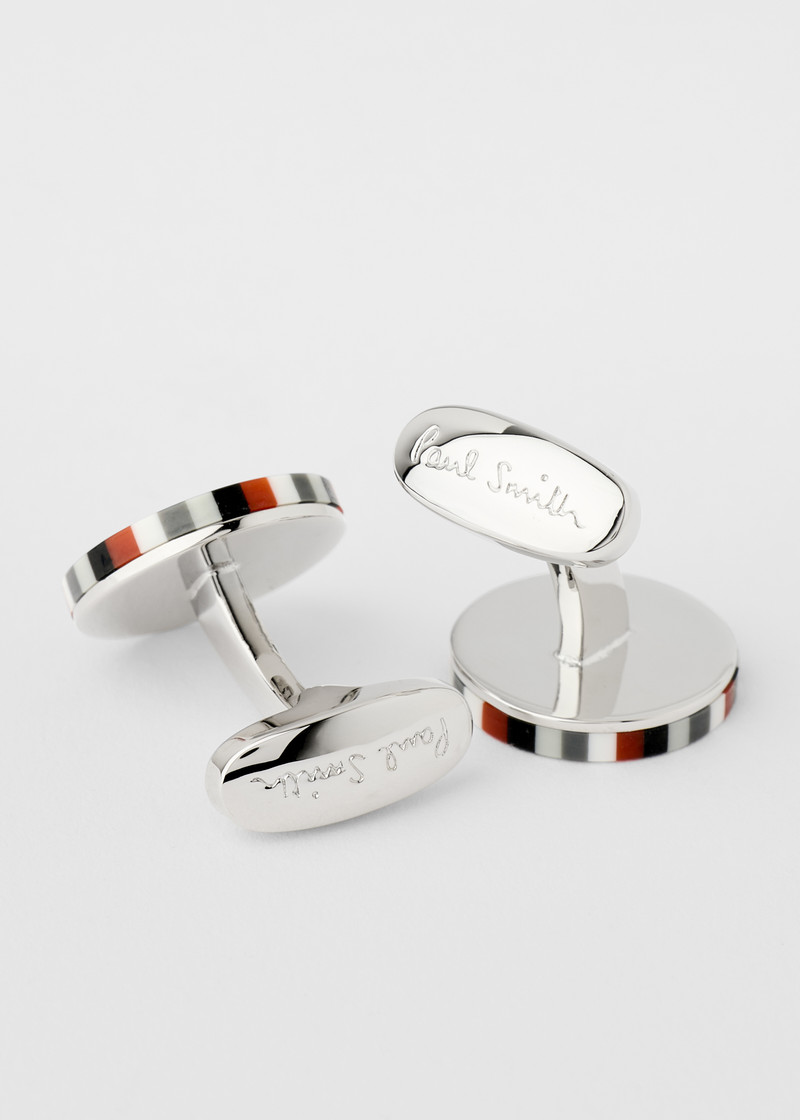 Paul Smith Paul Smith for Manchester United - Red Striped Edge Circular Cufflinks outlook