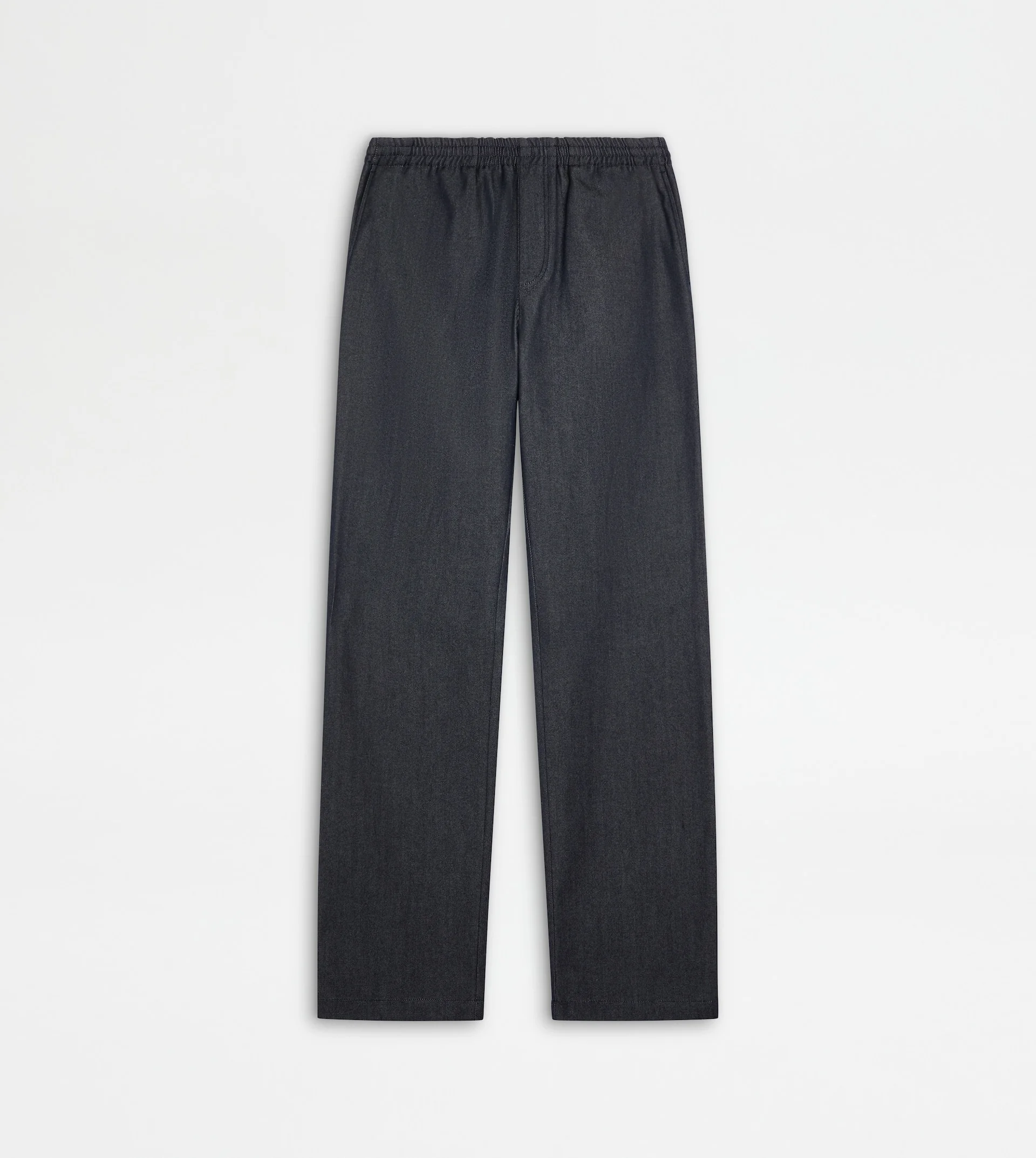 PANTS IN WOOL DENIM WITH DRAWSTRING - BLUE - 1