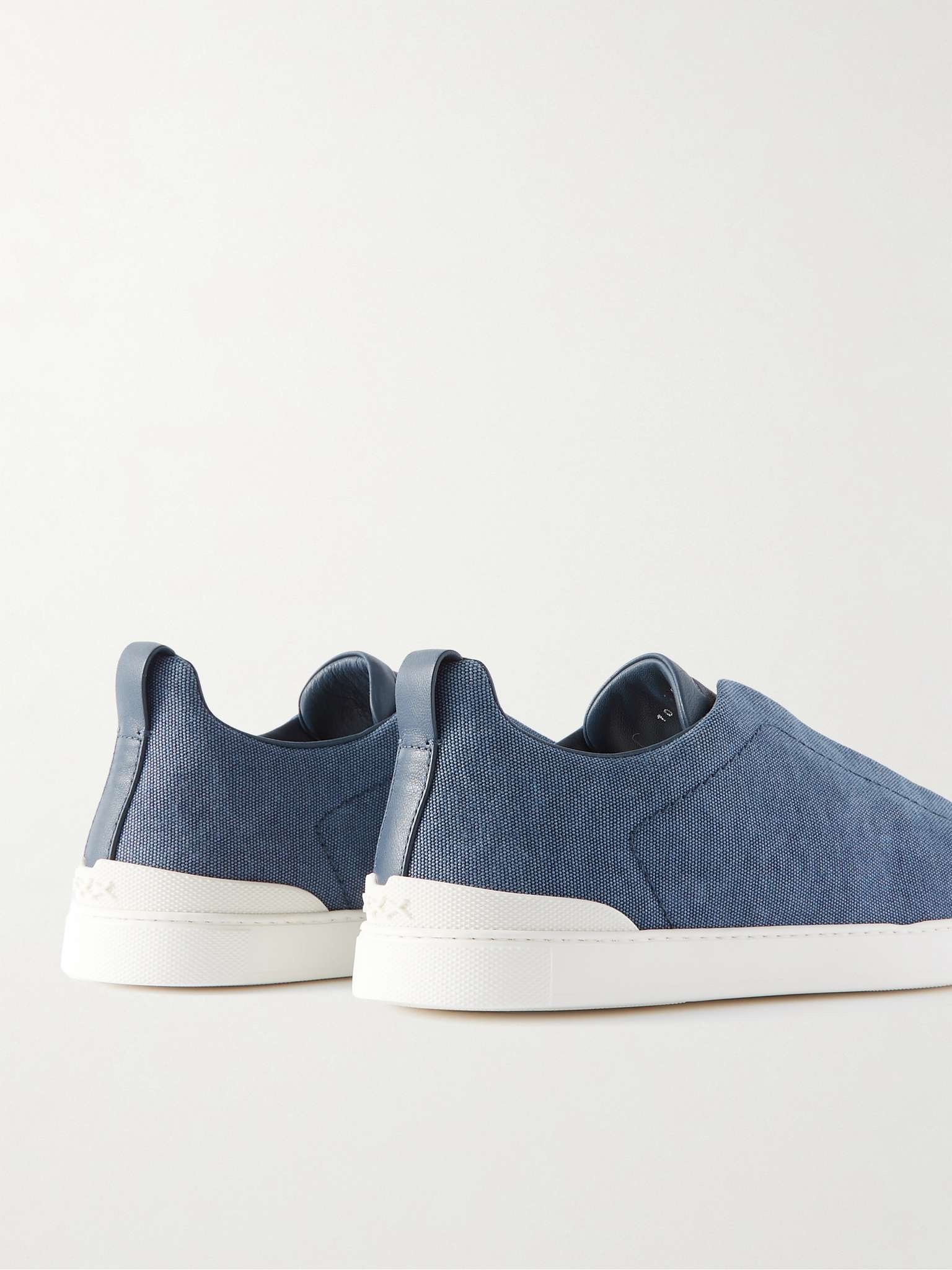 Triple Stitch Leather-Trimmed Canvas Sneakers - 5