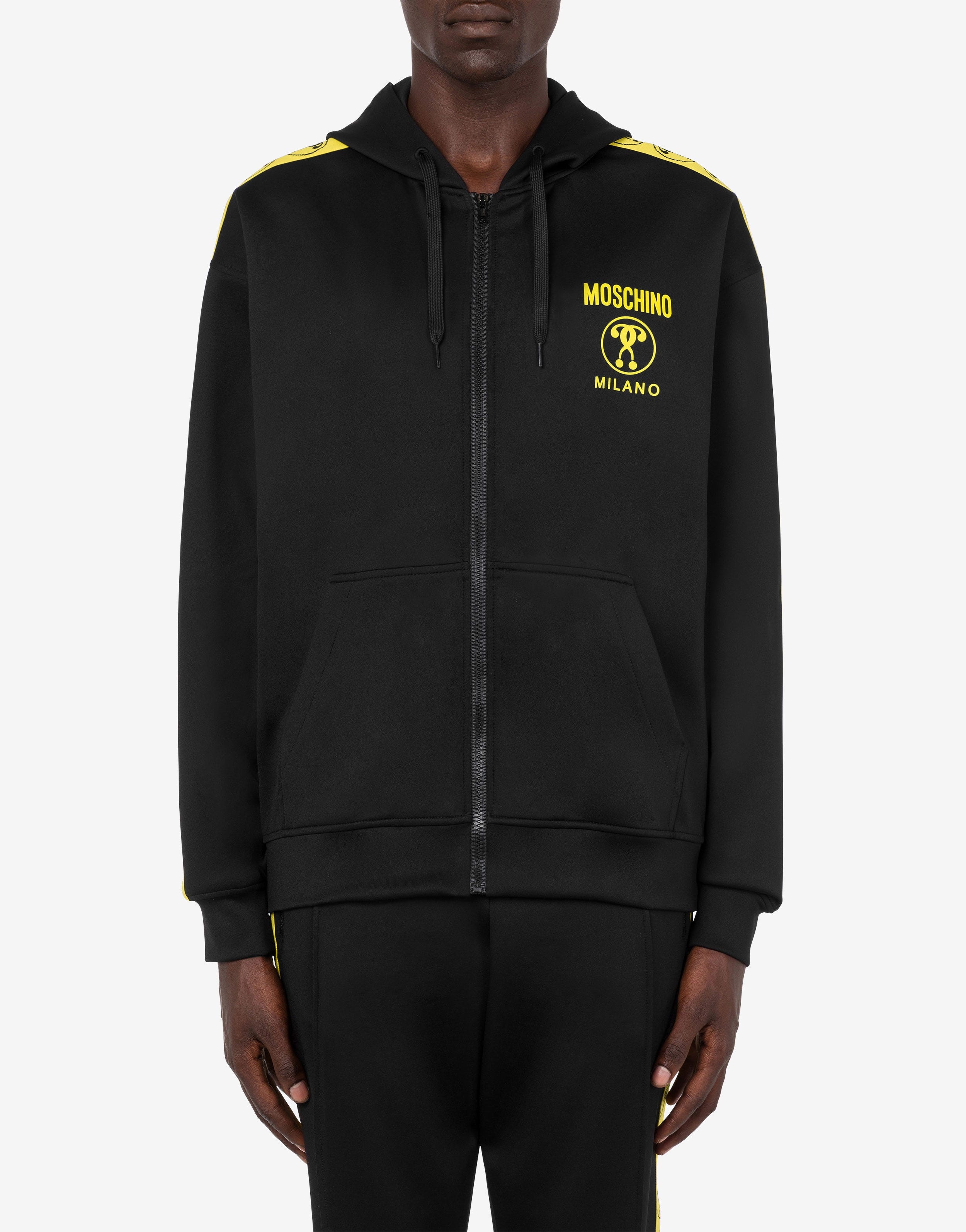 Moschino DOUBLE QUESTION MARK ZIPPED TECHNICAL SWEATSHIRT