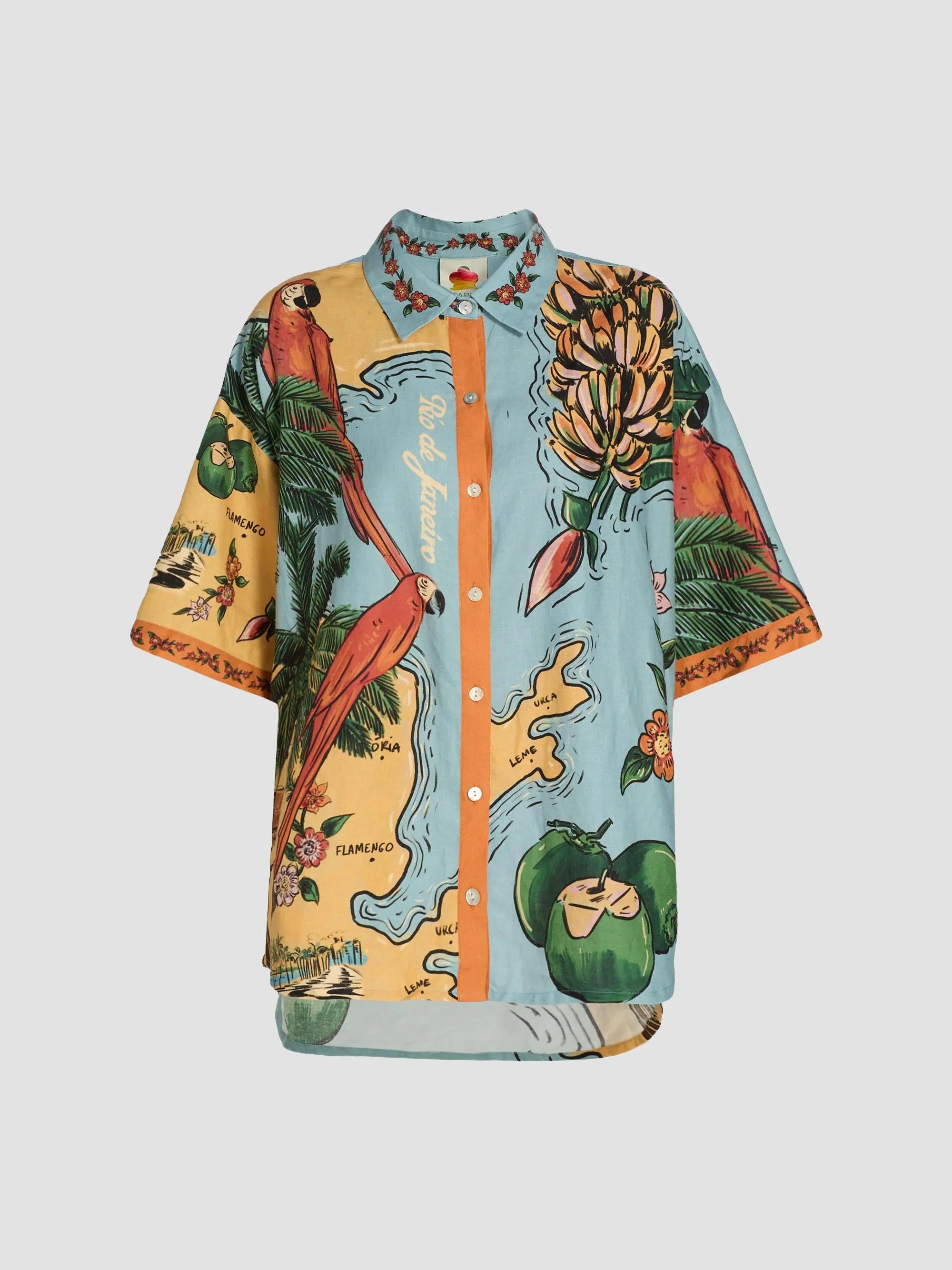 Women's Beaches Path Linen-Blend Shirt - Blue - 1