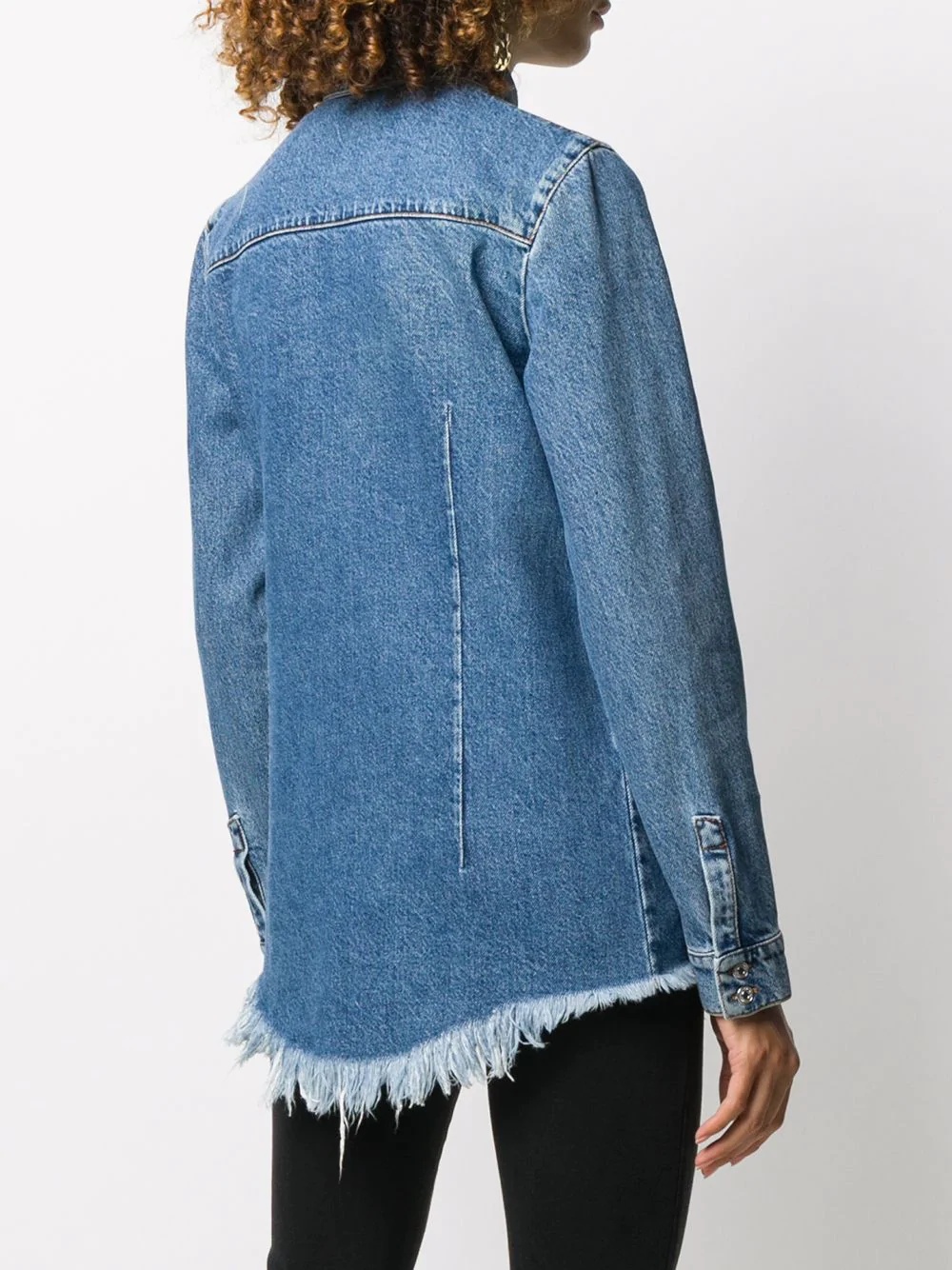 frayed edge denim shirt - 4