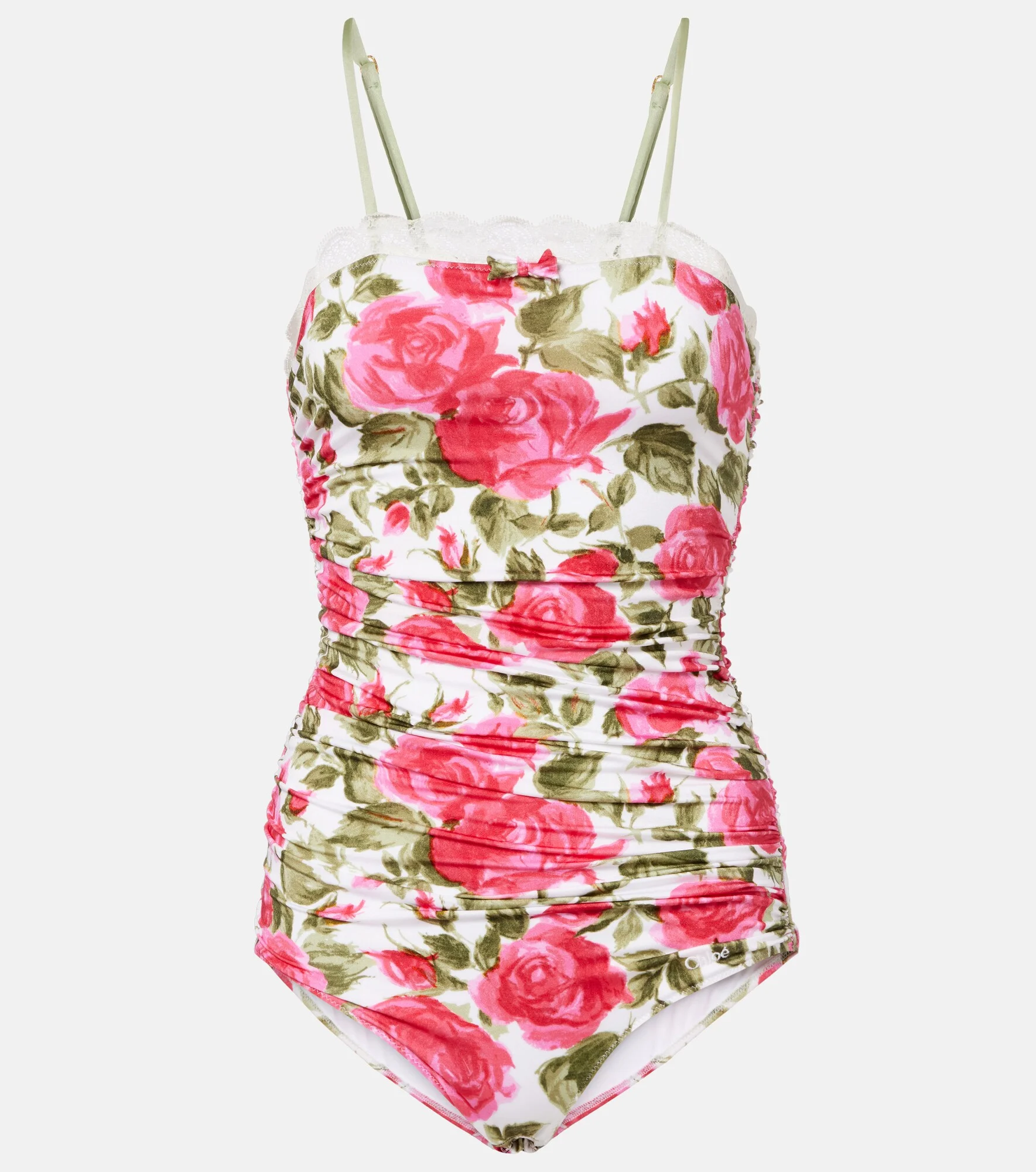 Floral ruched bodysuit - 1