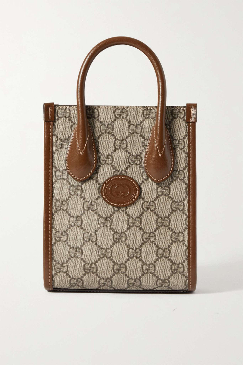 GG mini leather-trimmed printed coated-canvas tote 1