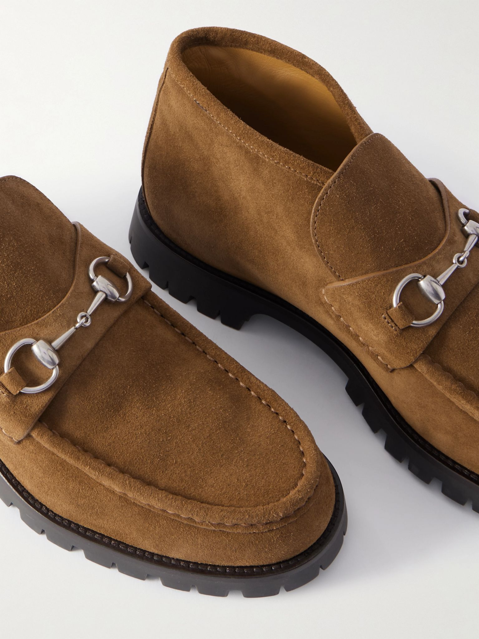 Horsebit-Embellished Suede Boots Brown - 5
