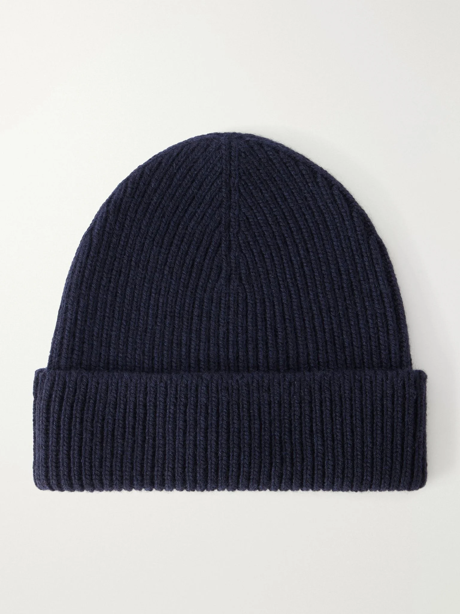 Ribbed Cashmere Beanie Navy - 1