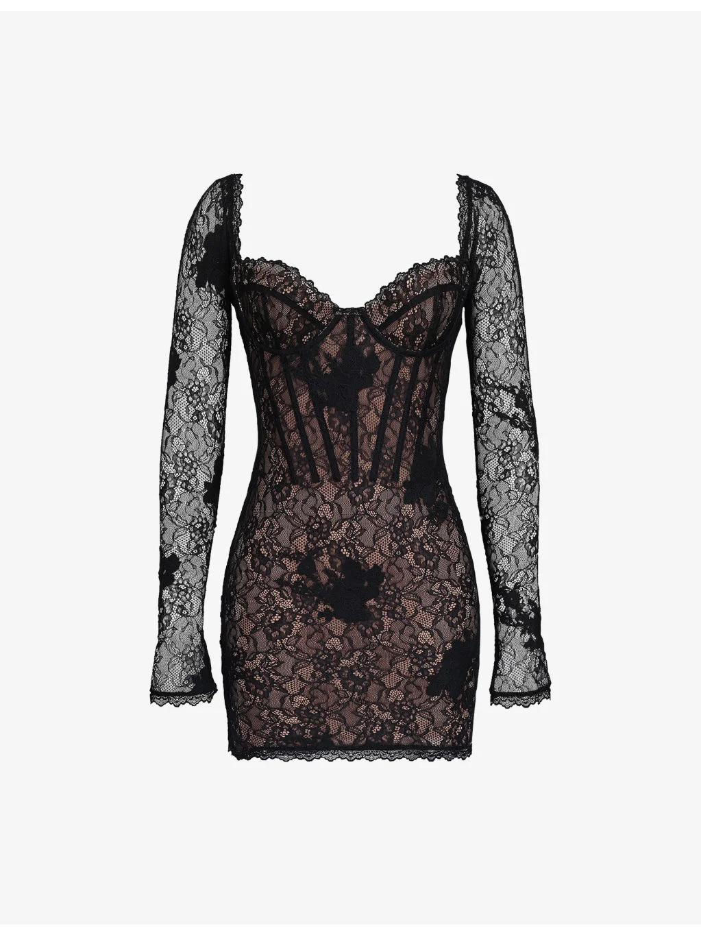 Lucienne Stretch Floral-Lace Mini Dress - 1
