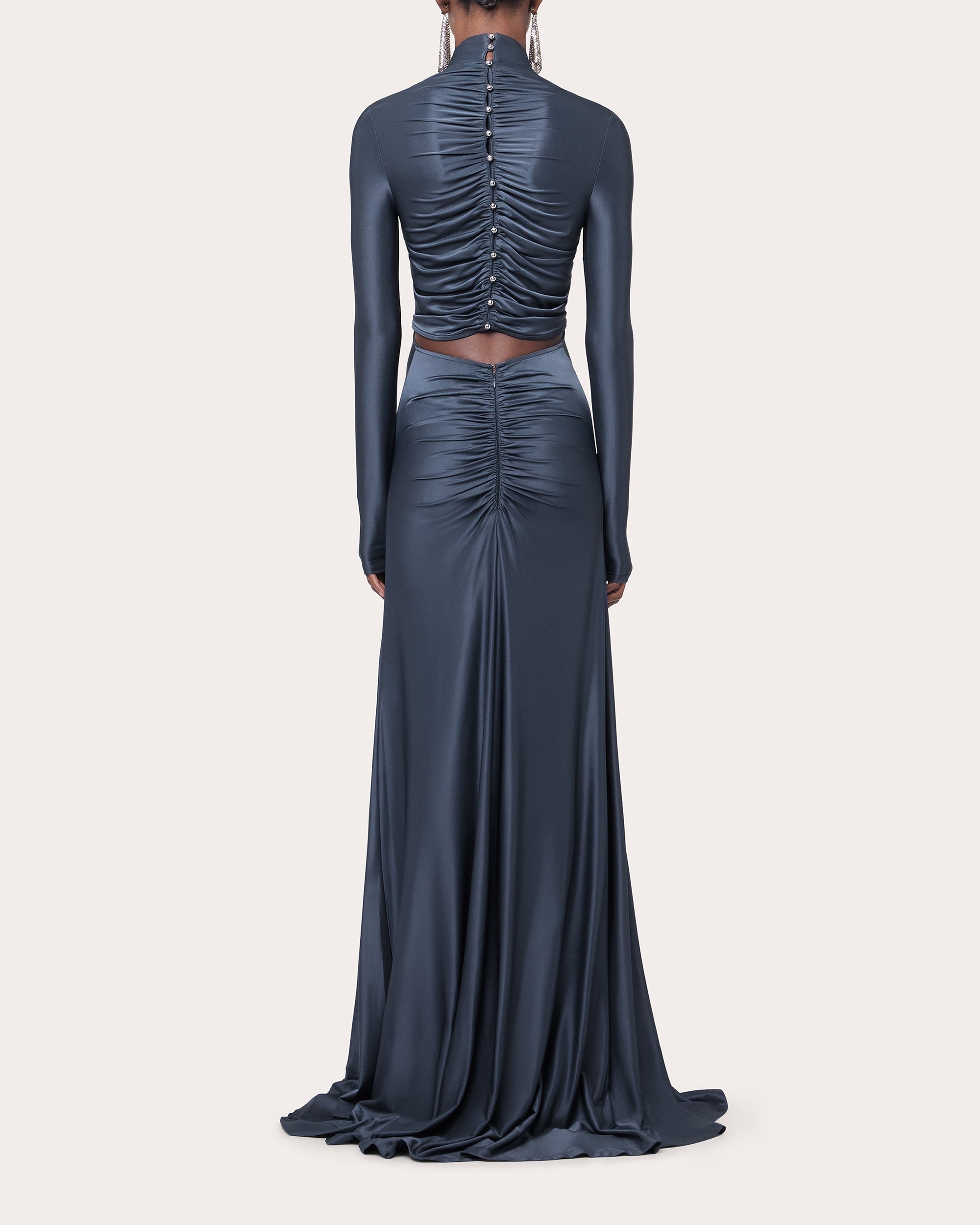 Crystal Jersey Ruched Drop-Waist Maxi Dress - 3