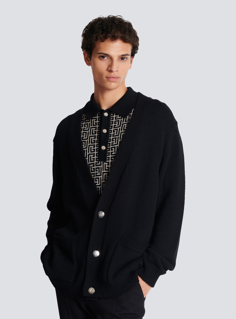 Knit cardigan with Balmain logo 6