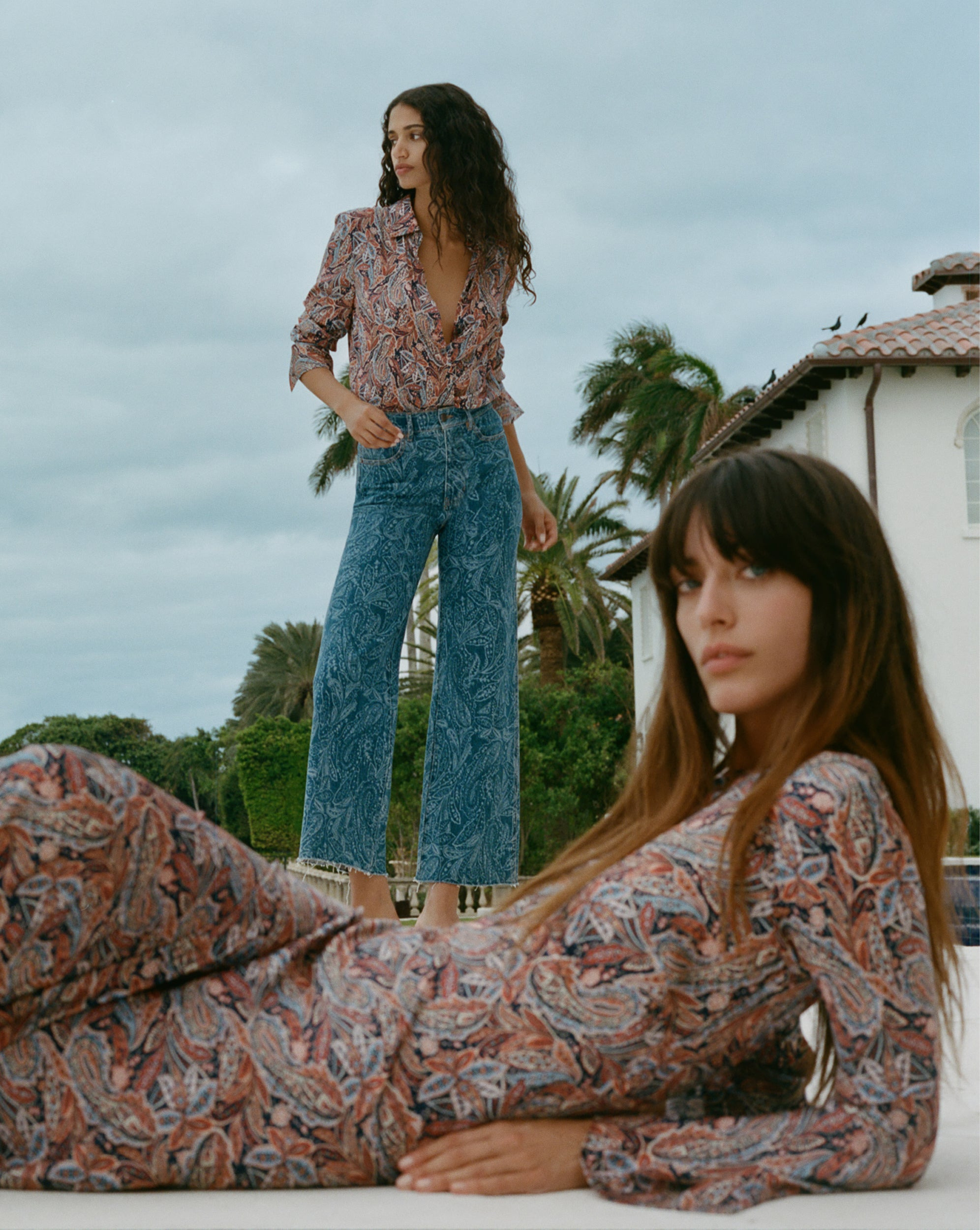 TAYLOR PAISLEY PRINTED WIDE-LEG JEAN - 8