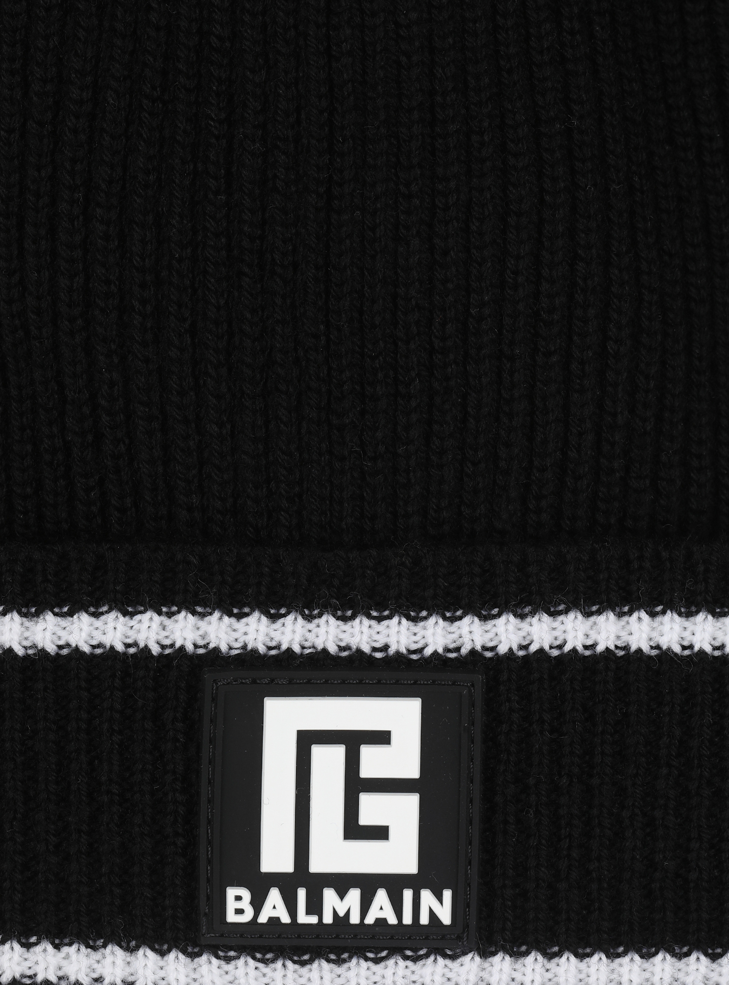 Wool beanie with embroidered Balmain logo - 4