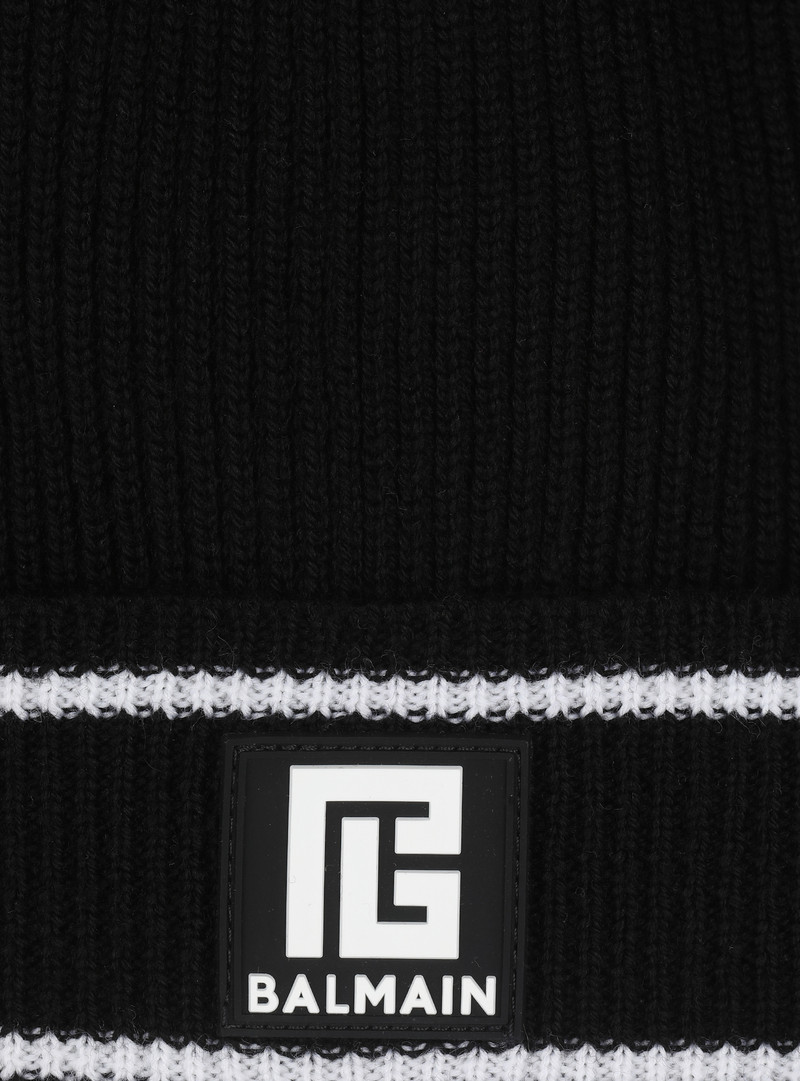 Wool beanie with embroidered Balmain logo 4