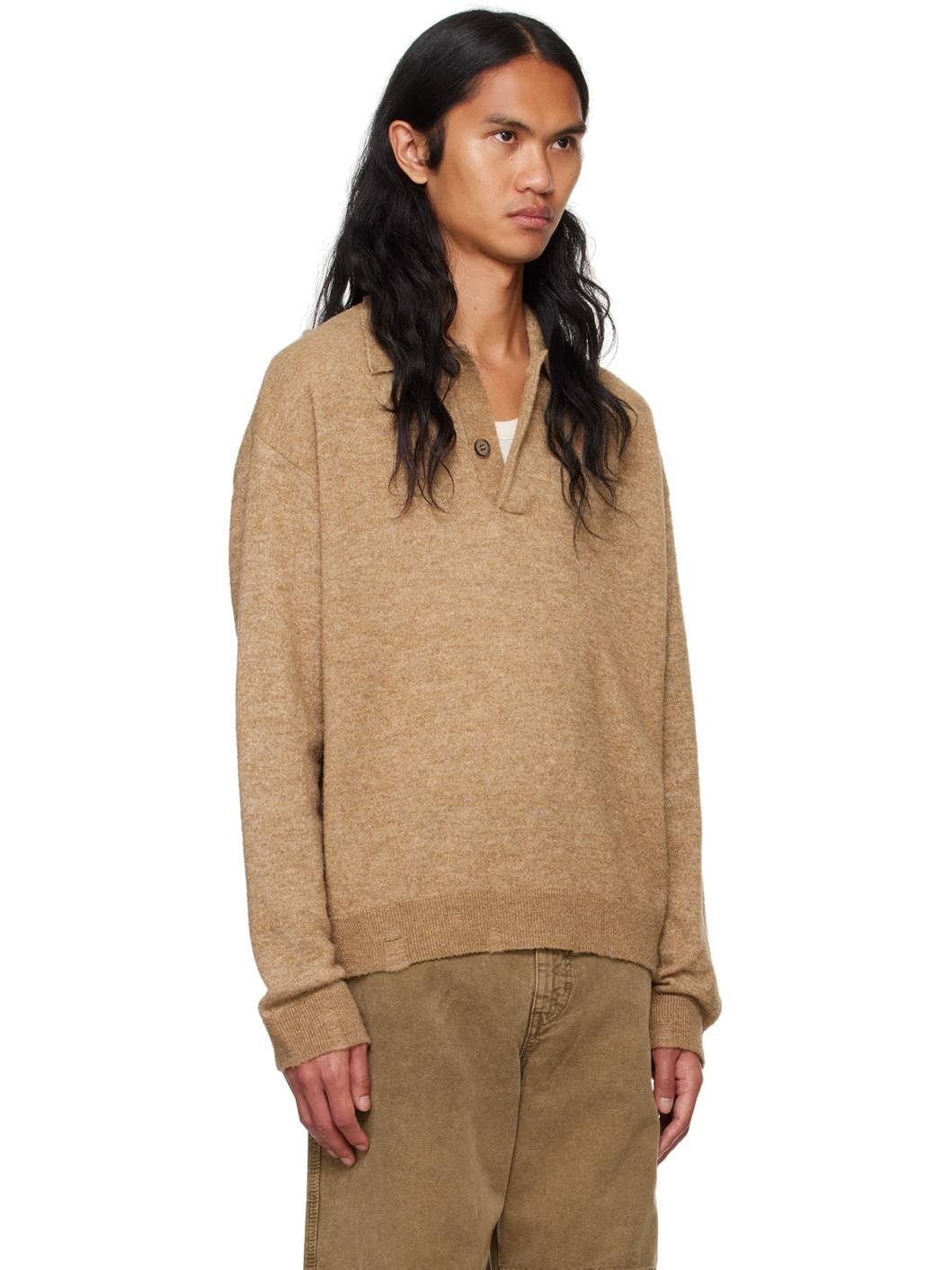 Beige Preppy Polo Sweater - 2