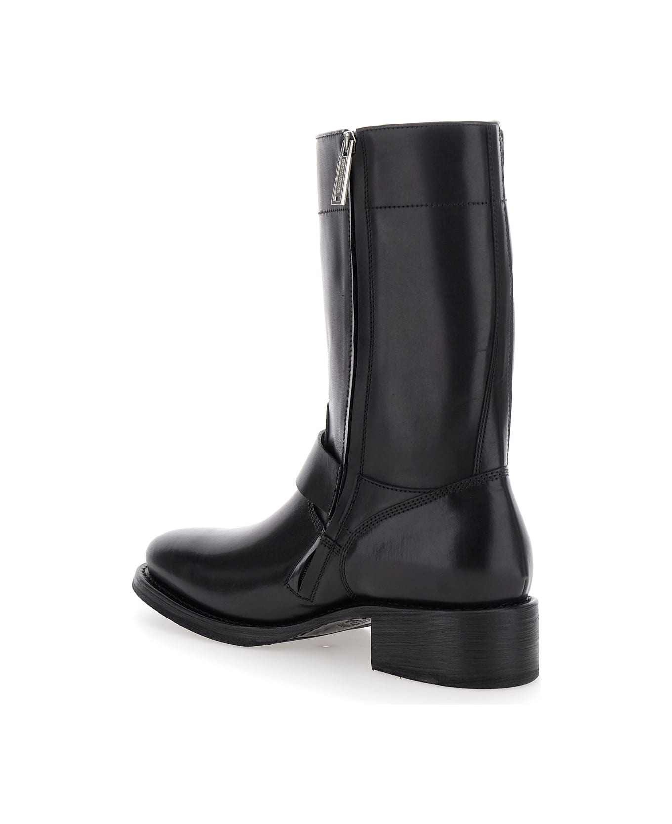 'ducati X D2' Black Ankle Boots With Side Zip Closure And Maxi Logo Lettering On The Side In Leather - 2