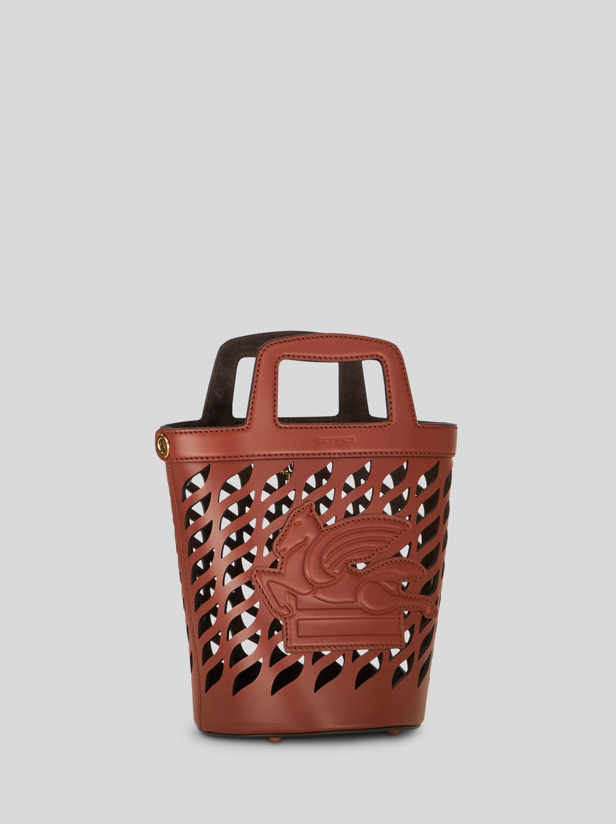 【関税&送料込】Etro Caramel Leather Bucket Bag ETRO CANVAS AND LEATHER SIGNATURE PAISLEY CROSSBODY BUCKET