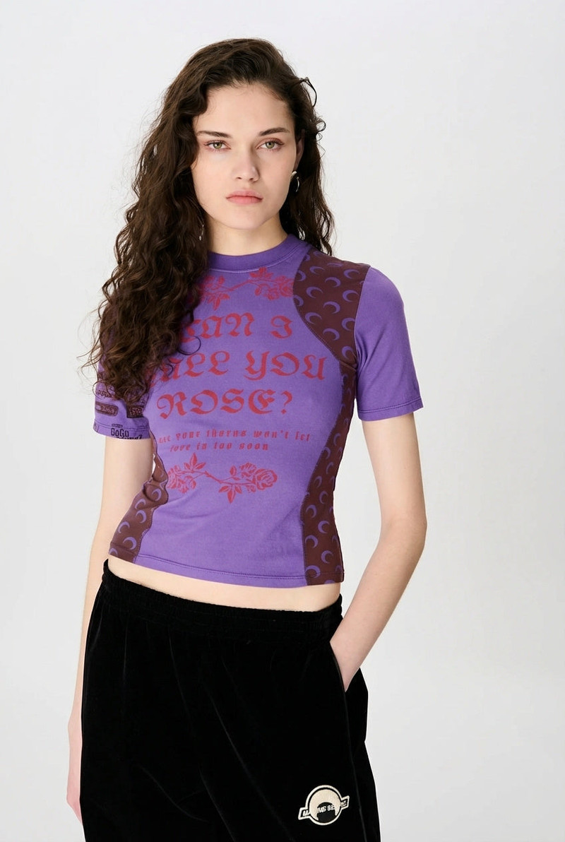 Marine Serre REGENERATED GRAPHIC JERSEY BABY FIT T-SHIRT outlook