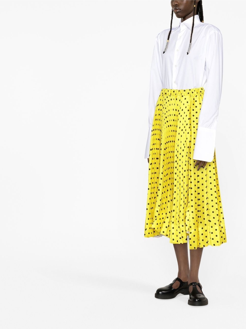 polka-dot print pleated midi skirt - 4