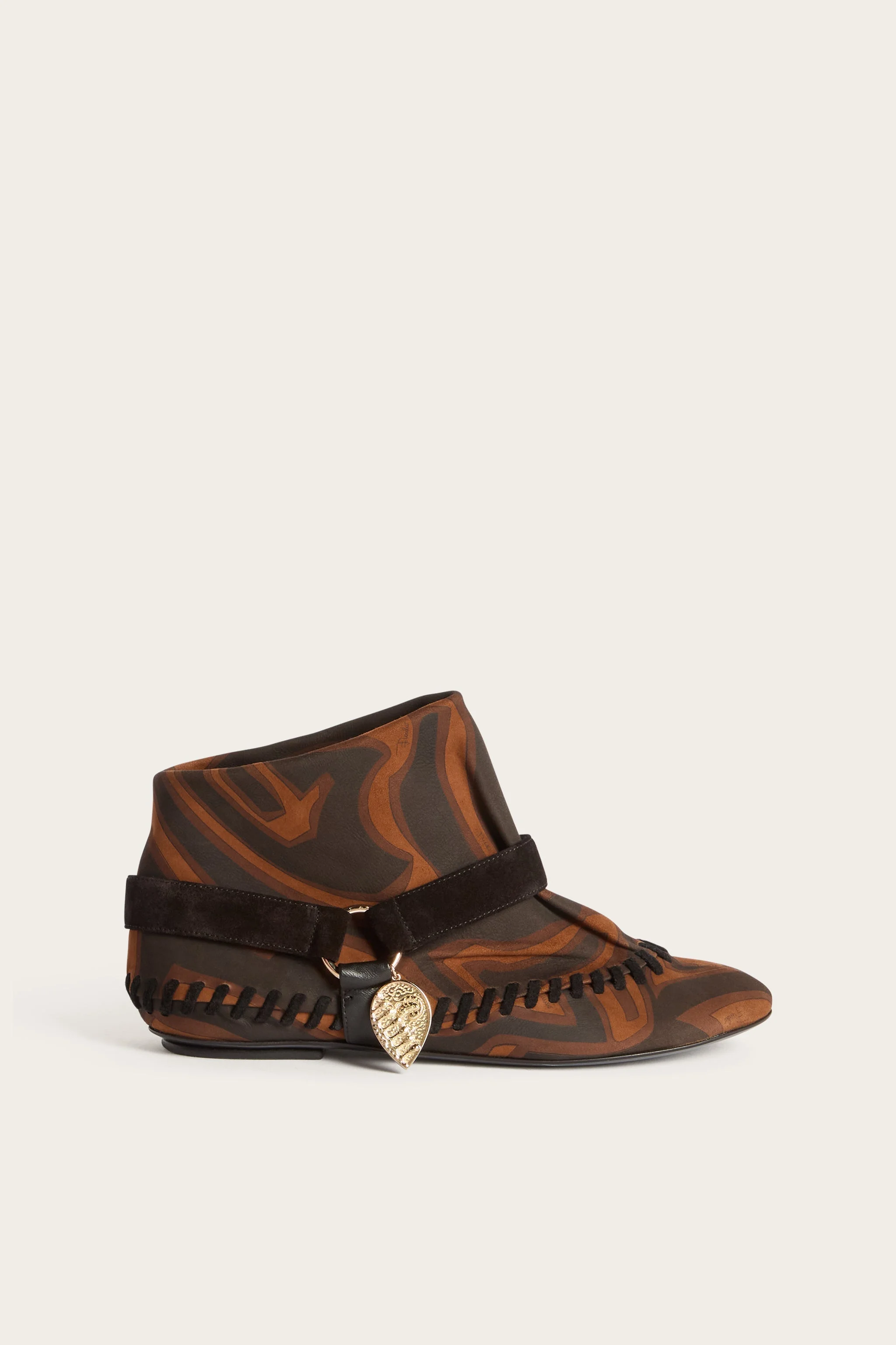 LEATHER LABIRINTO PRINT ANKLE BOOTS - 1