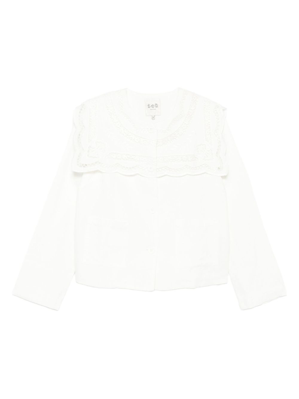 lace-trimmed linen-cotton jacket - 1