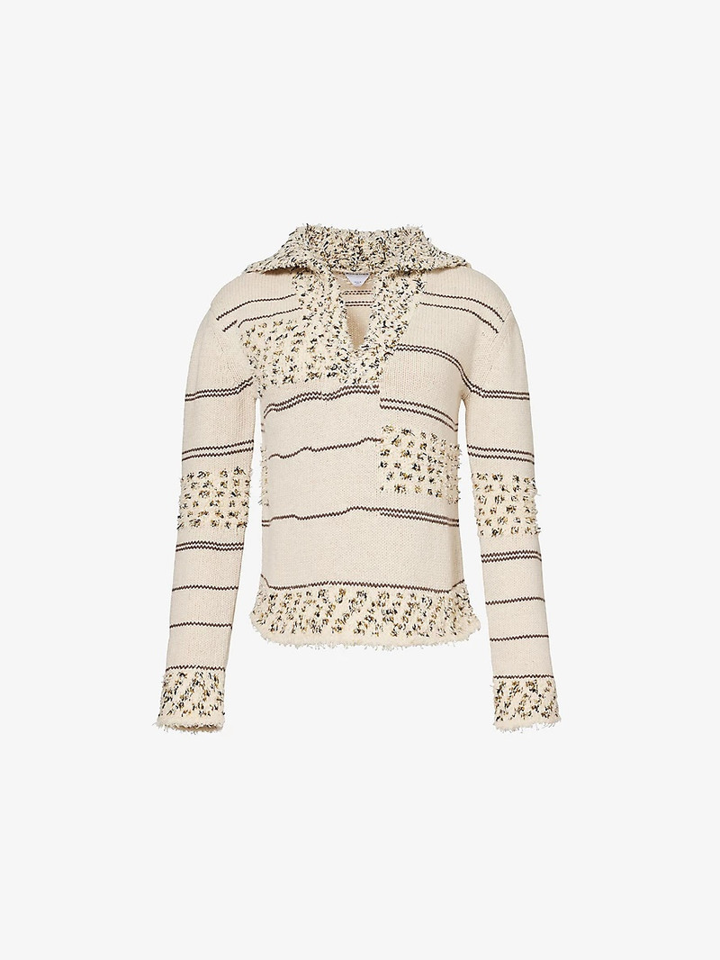 Striped-panel regular-fit wool-blend top - 1