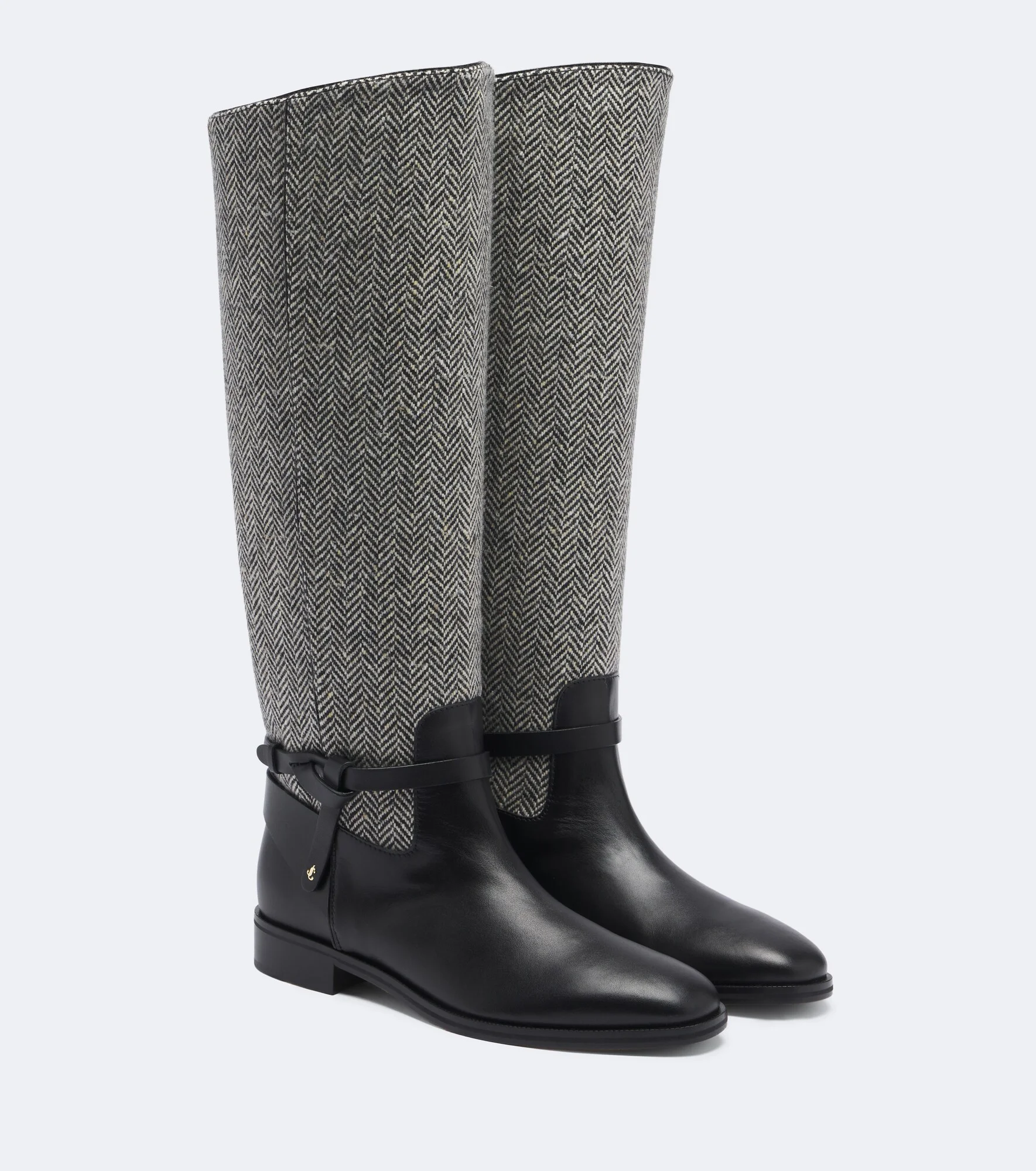 Lawton herringbone and leather knee-high boots - 1
