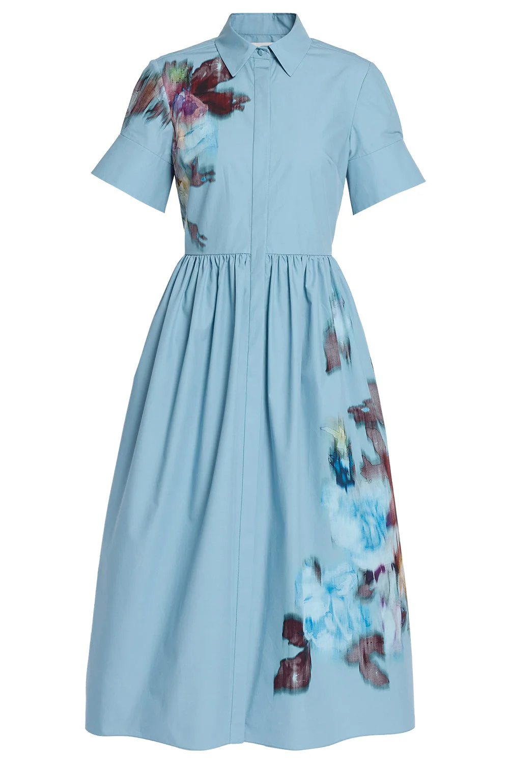 Floral Poplin Short Sleeve Maxi Dress - 1