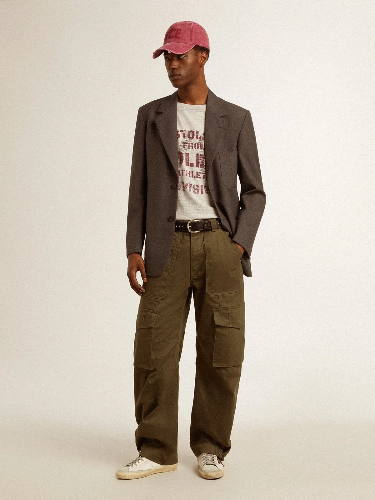slim fit dress slacks Golden Goose T-shirt with logo detail Yellow Men  MAXIMILIAN.it