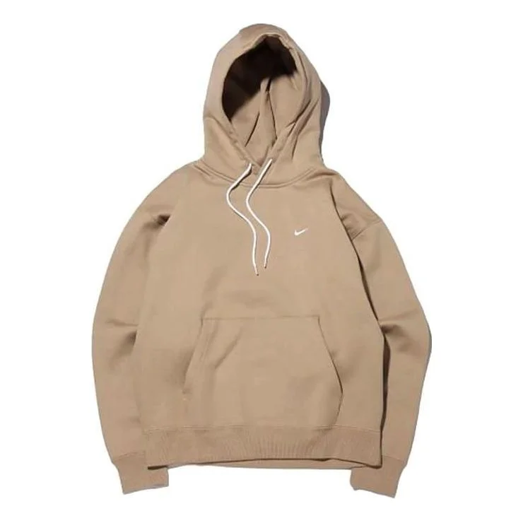 Nike Logo Printing Pattern Drawstring Hooded Long Sleeves Brown DA0316-247 - 1